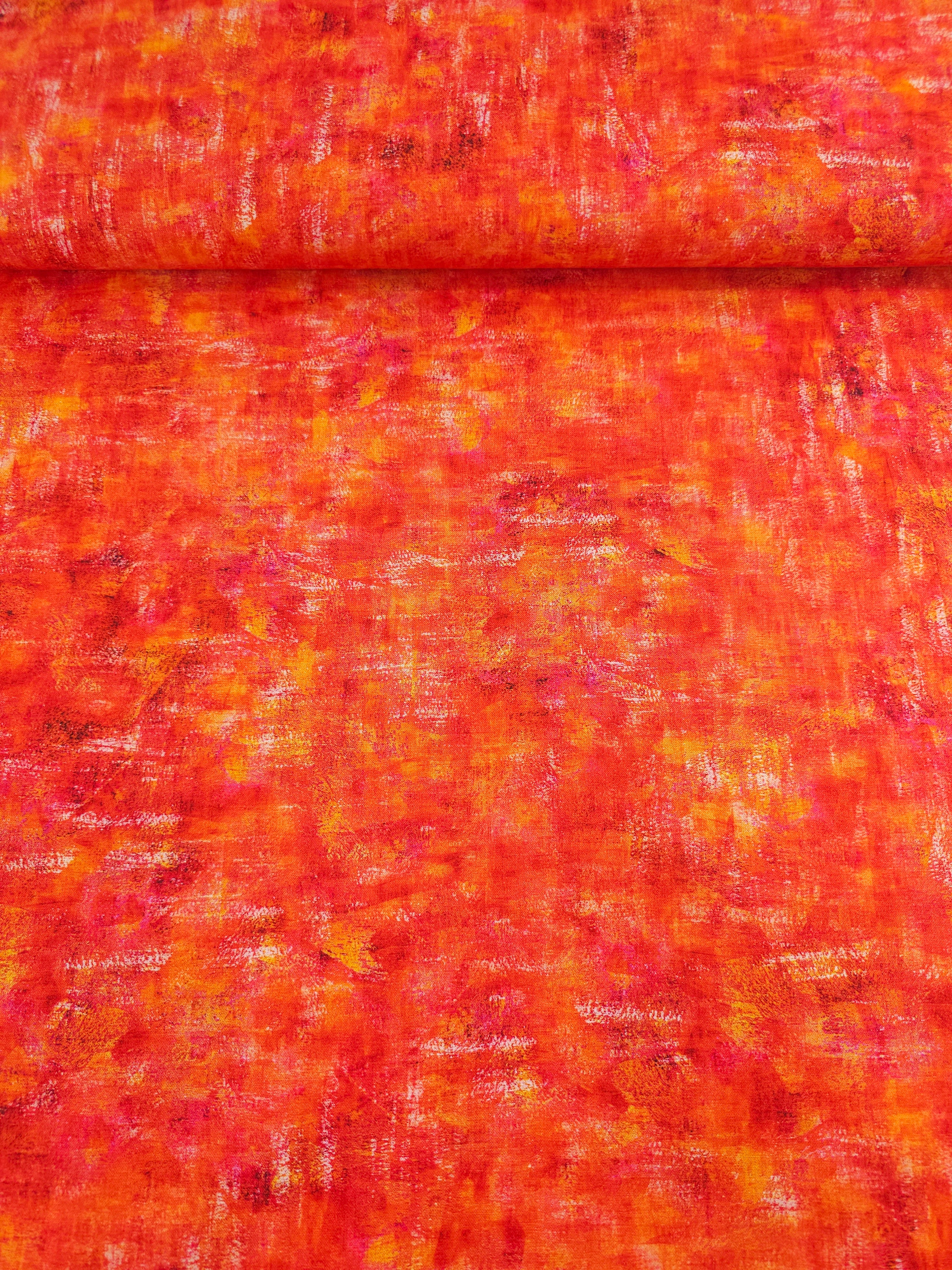 Orangey Red Static Paint Smudge 100% Cotton