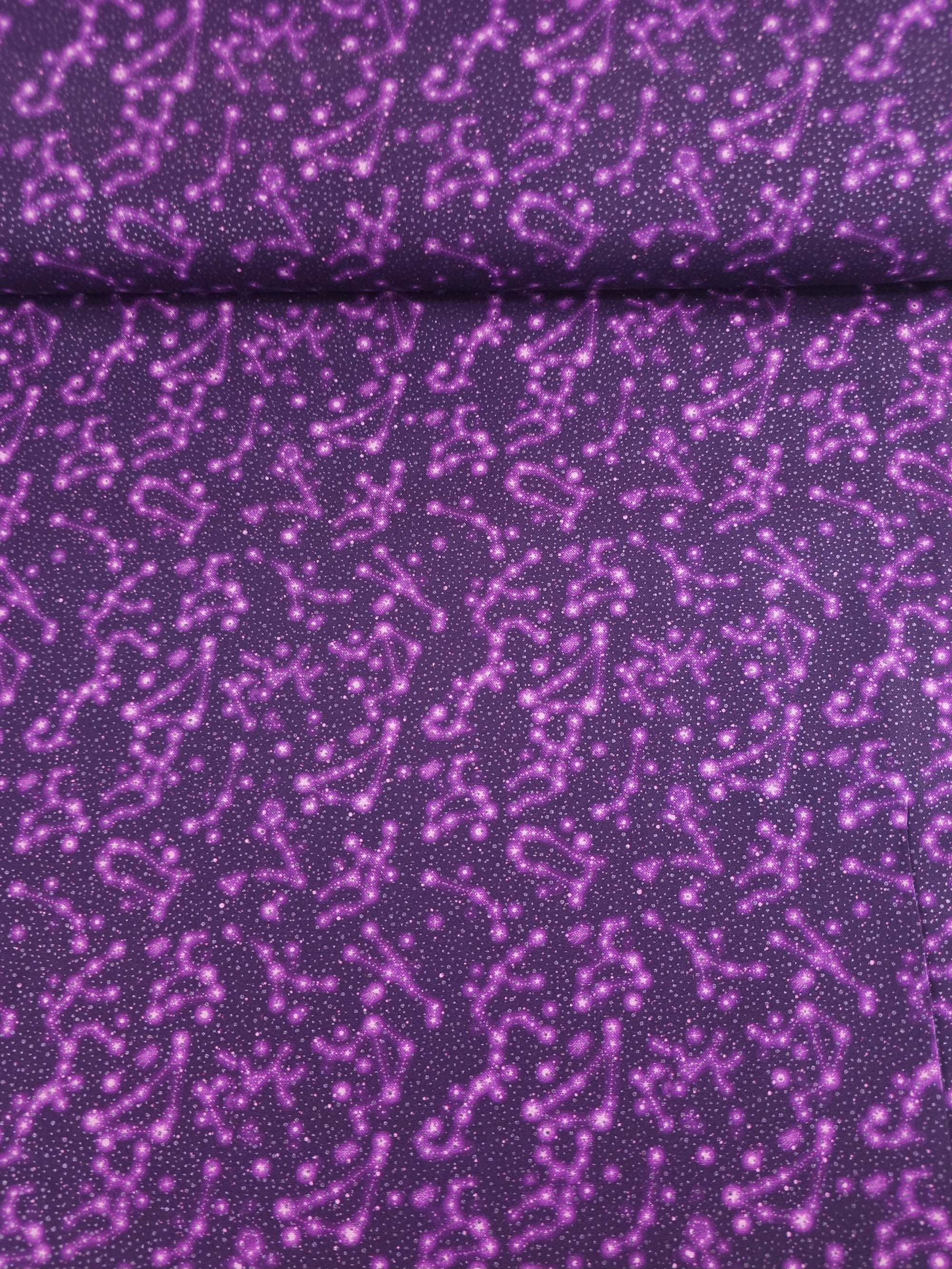 Purple/Silver Horoscope Skies 100% Cotton - Benartex