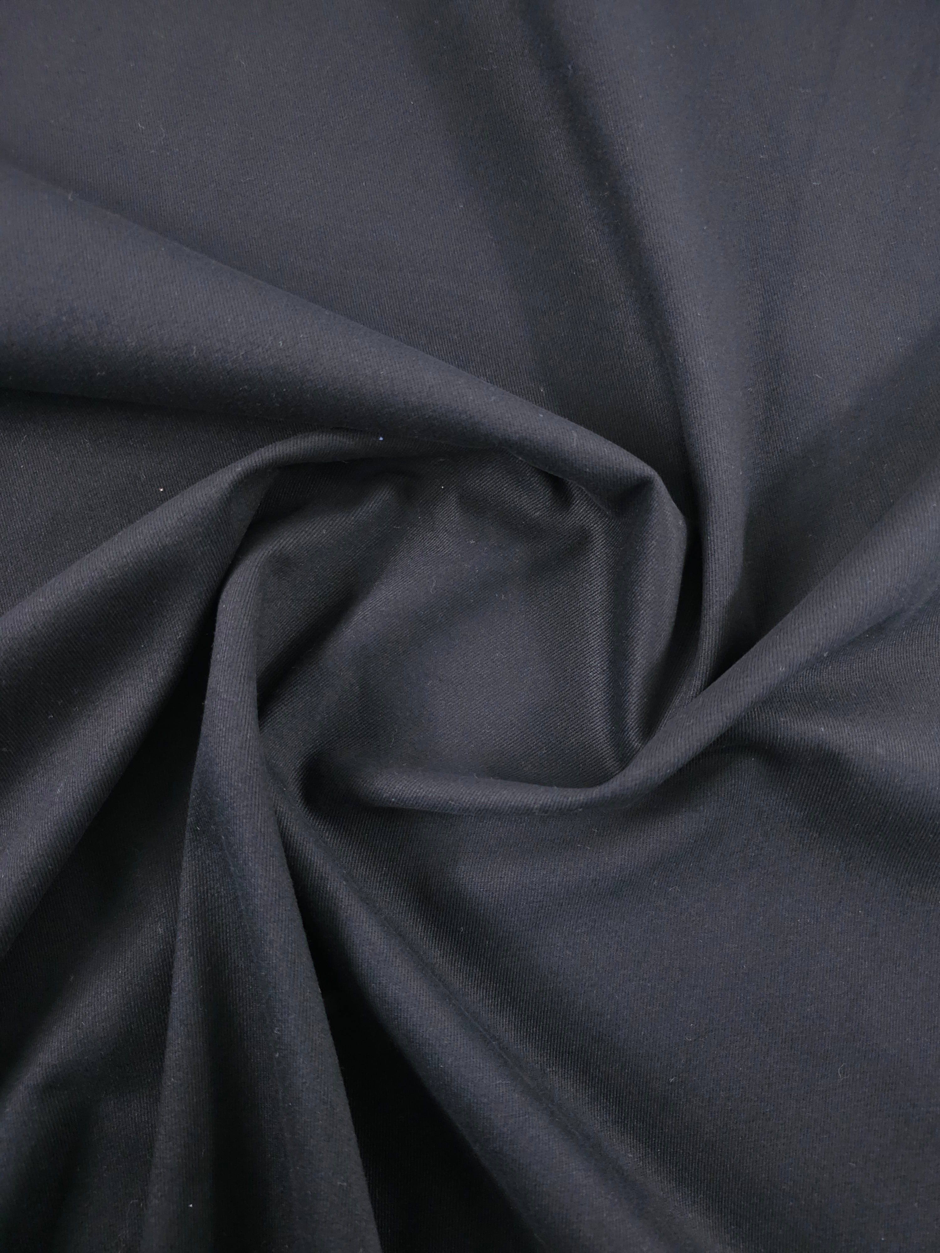 Black Lightweight Brushed Cotton Twill