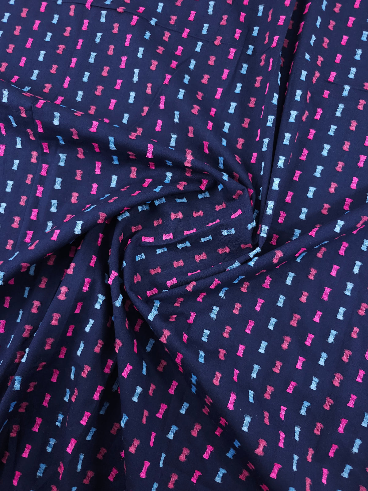 Midnight Navy Track Dobby Cotton