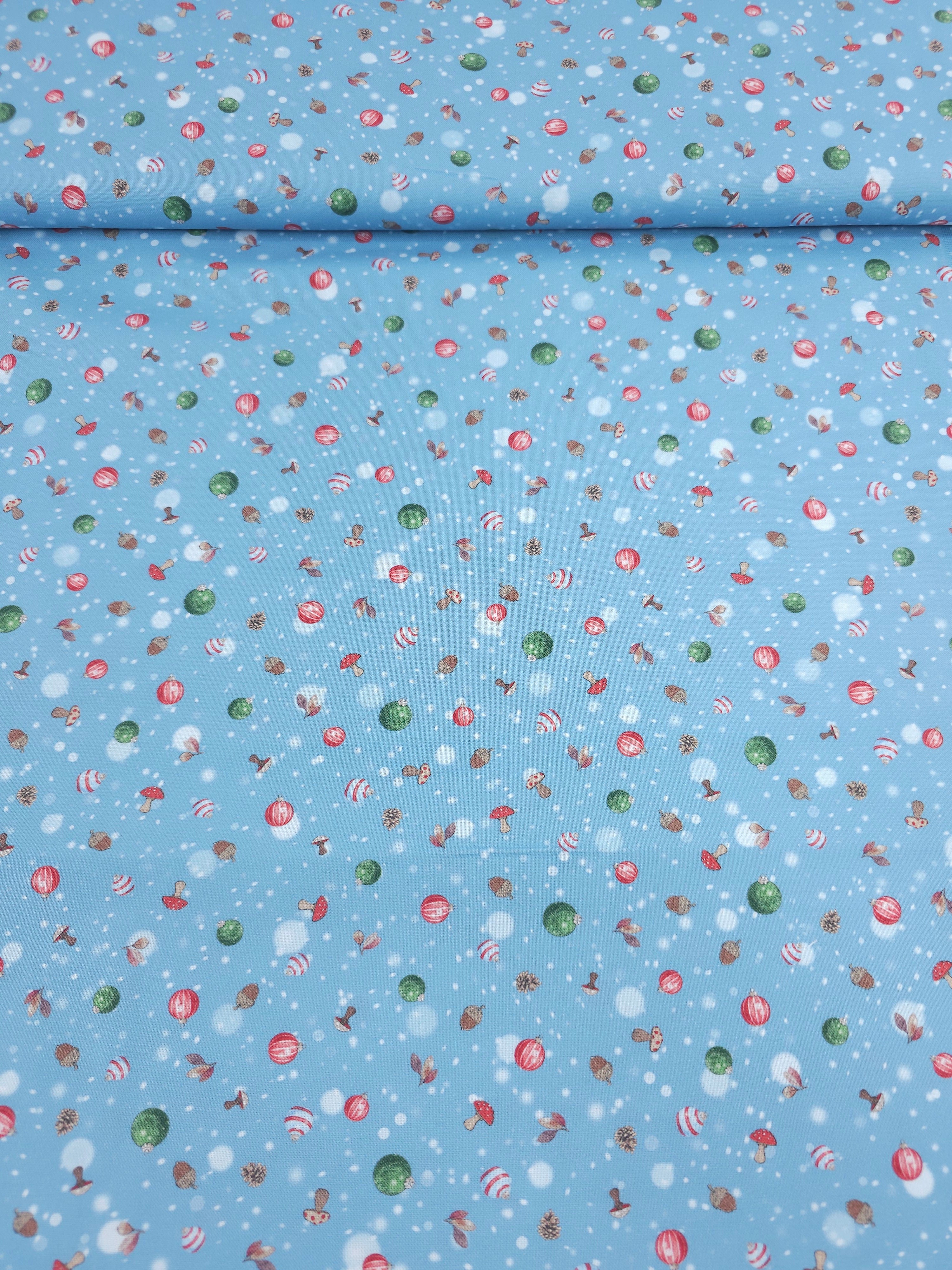 Frosty Blue Christmas Ornaments 100% Cotton