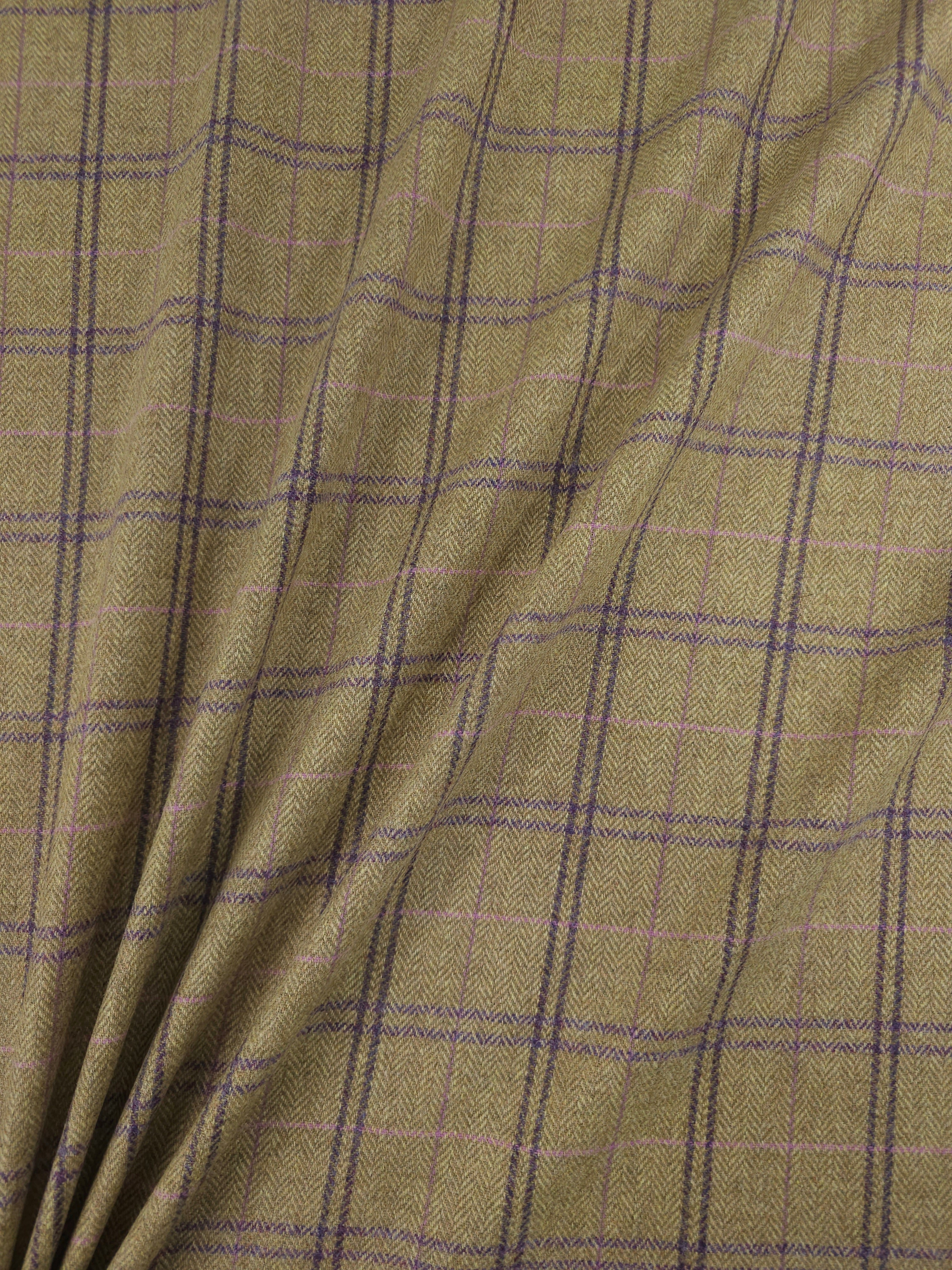 Purple/Sand Tartan Check Soft 100% Wool *ABRAHAM MOON*