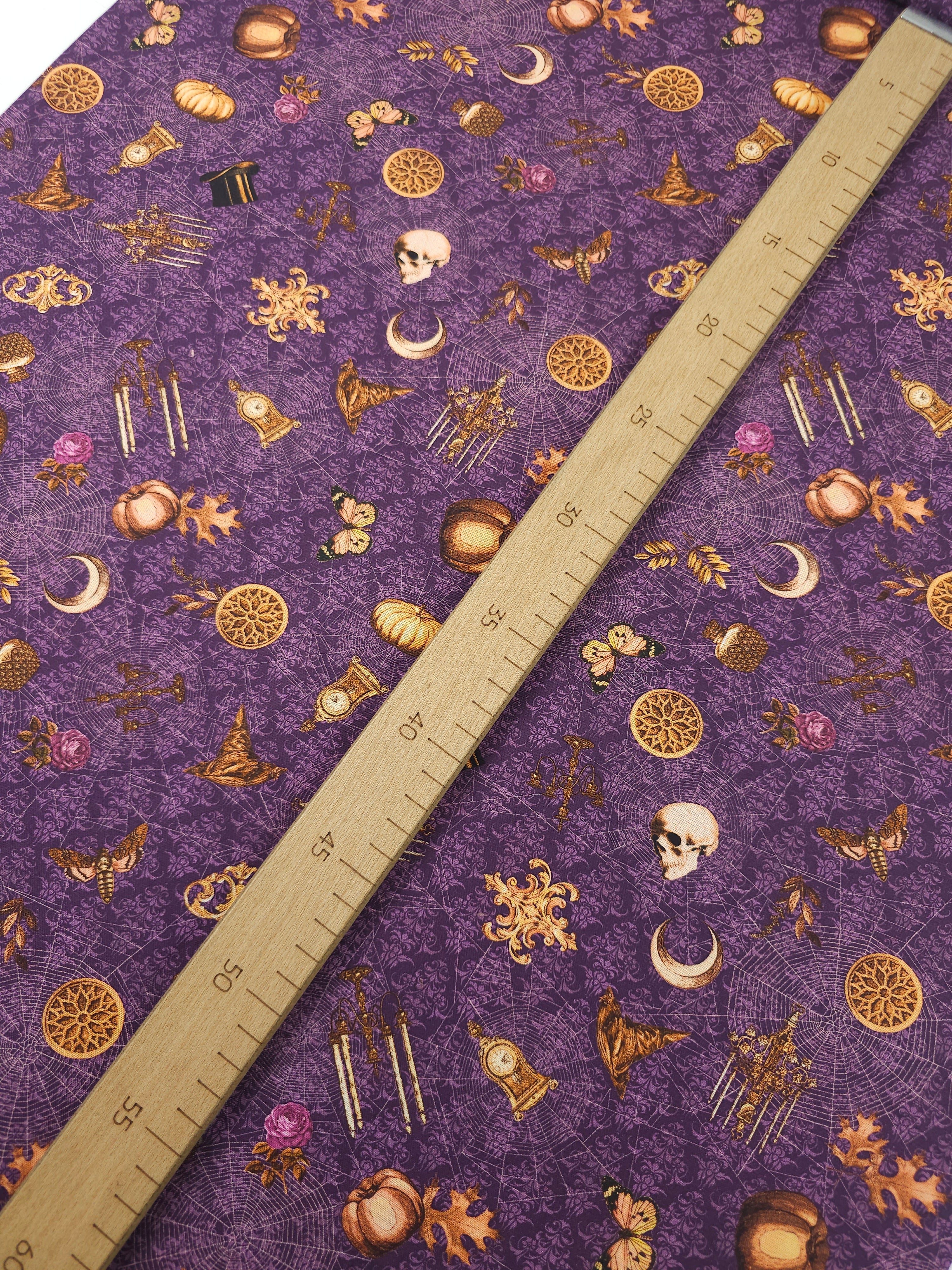 Purple Vintage Halloween Trinkets 100% Cotton - Robert Kaufman