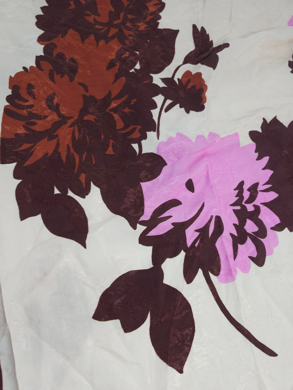 Brown pink floral large print Viscose sateen- 1.8m piece