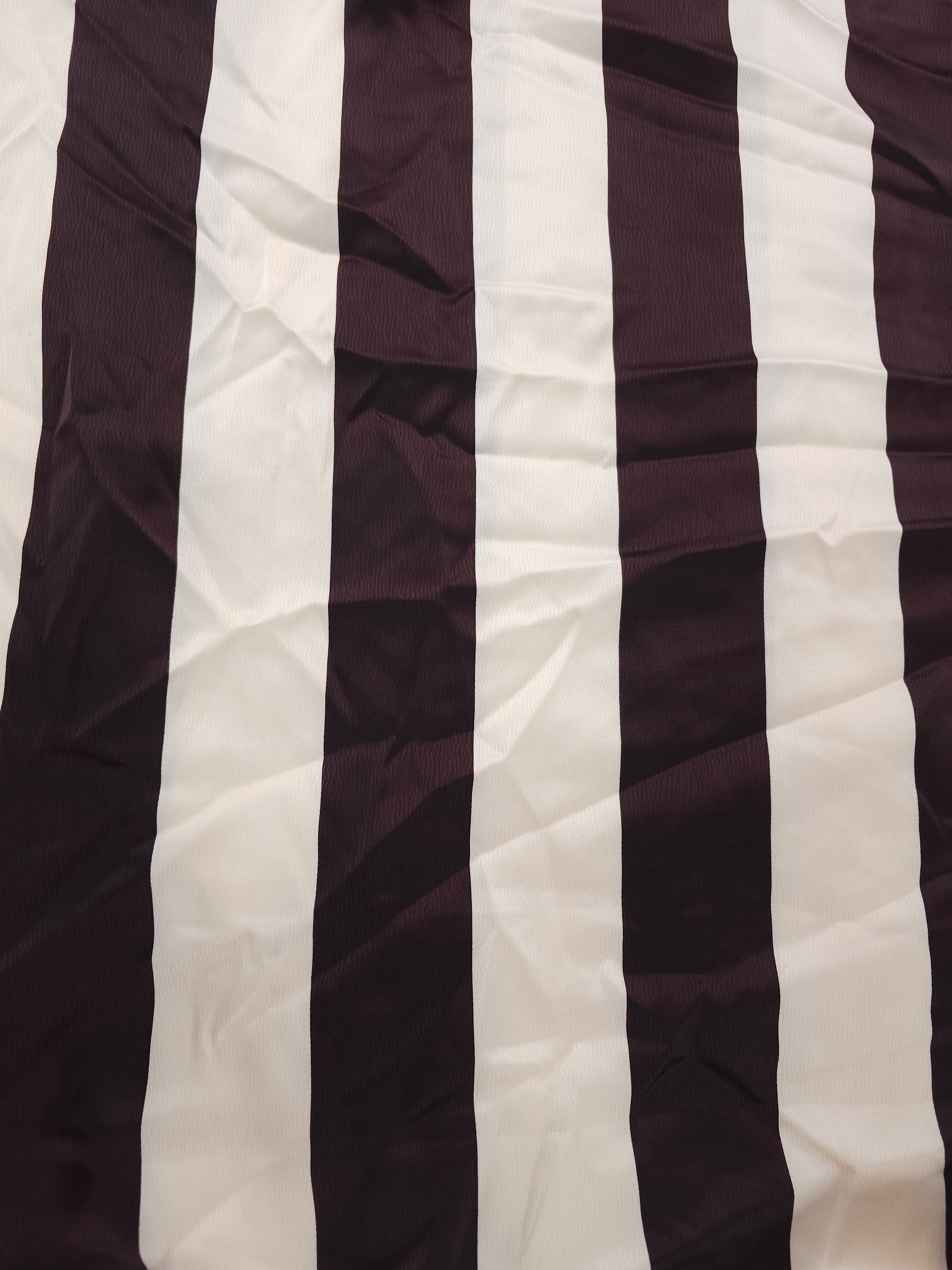 Chunky brown stripe Viscose sateen- 2.8m piece