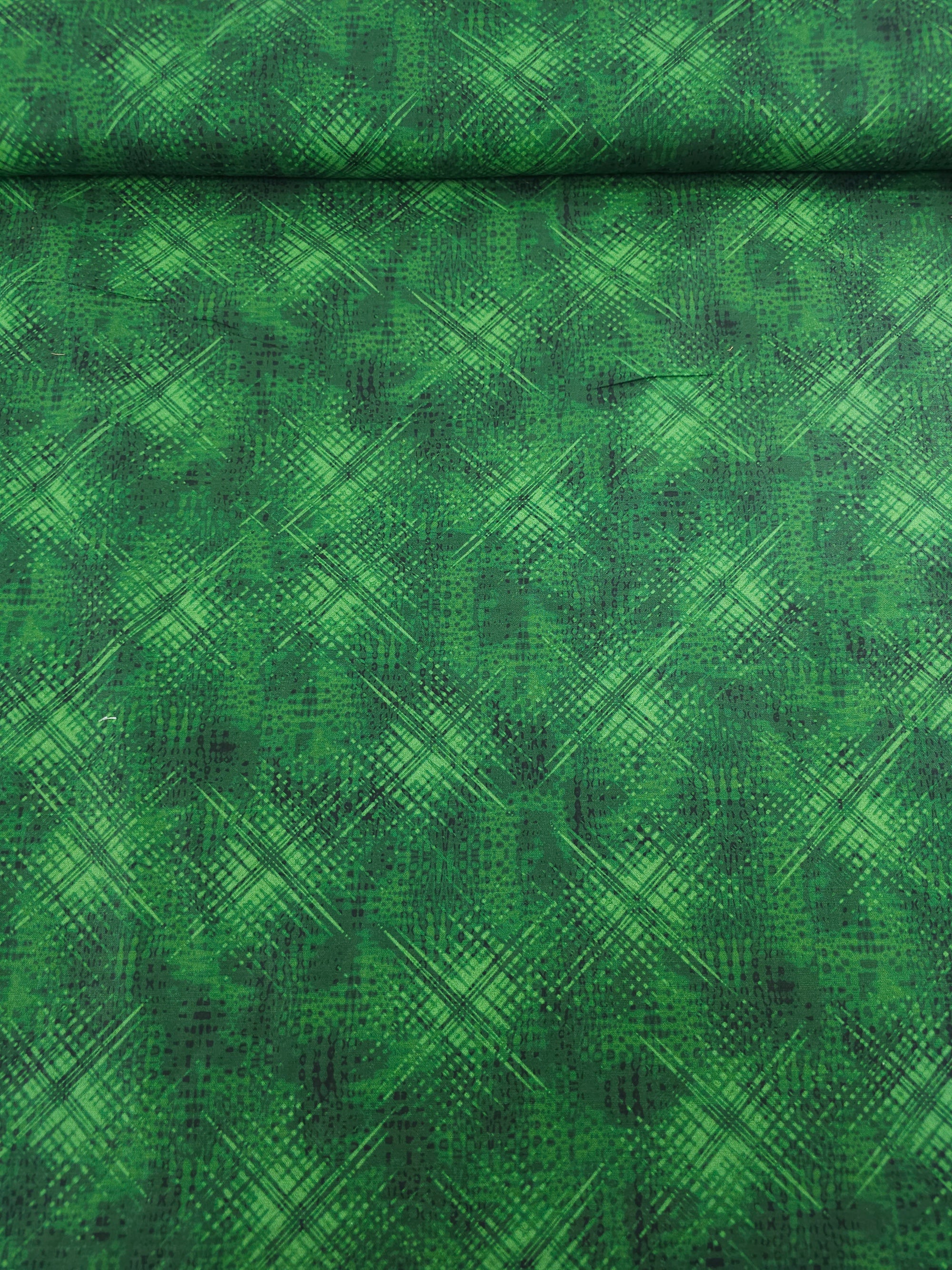Green Criss Cross Hatchings 100% Cotton 106" *EXTRA WIDE*