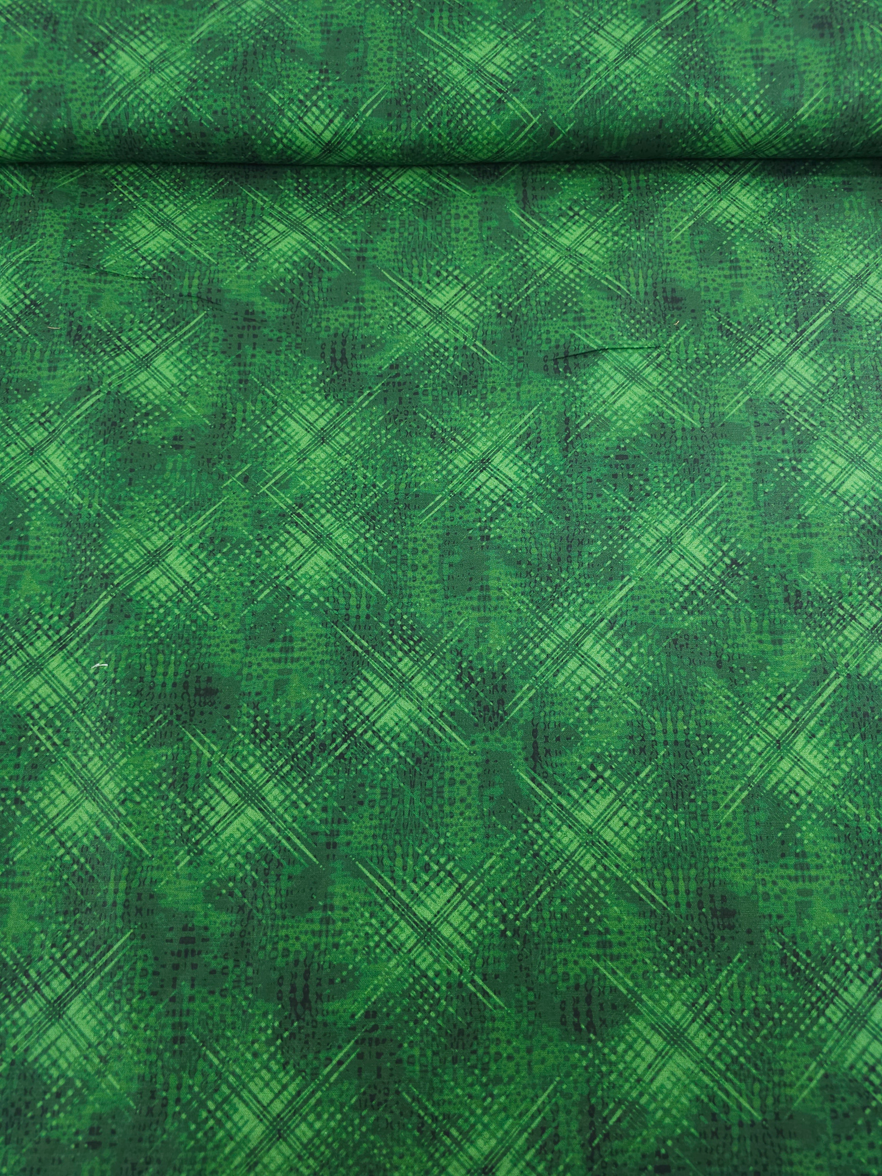 Green Criss Cross Hatchings 100% Cotton 106" *EXTRA WIDE*