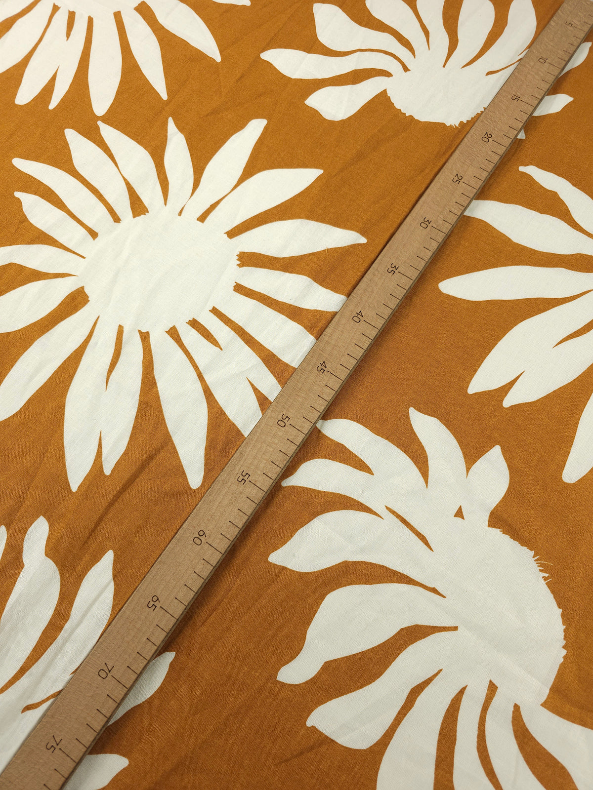 Cinnamon Orange Large Sunflower Viscose Linen