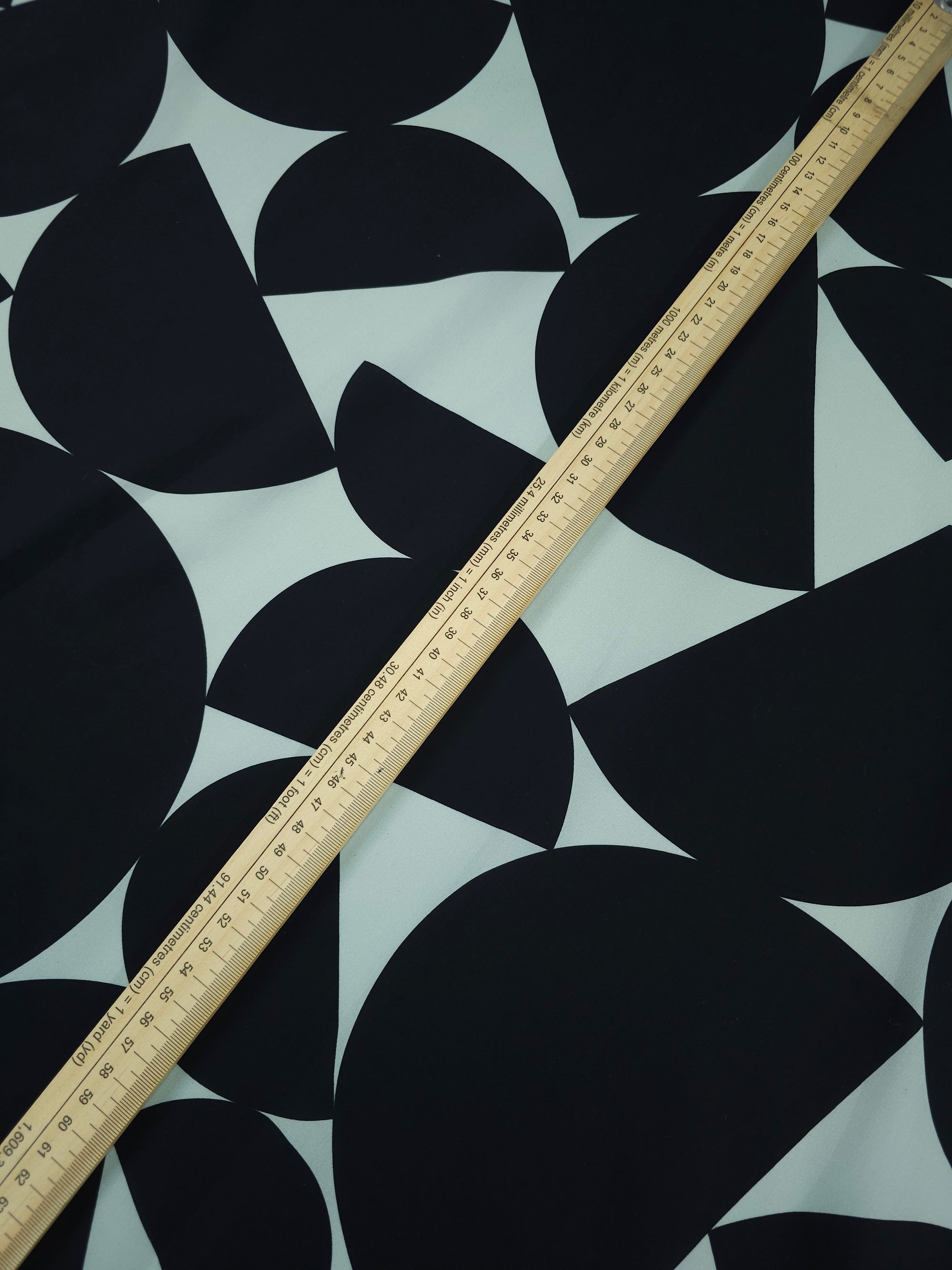 Minty Grey/Black Geometric Shape Cotton Poplin