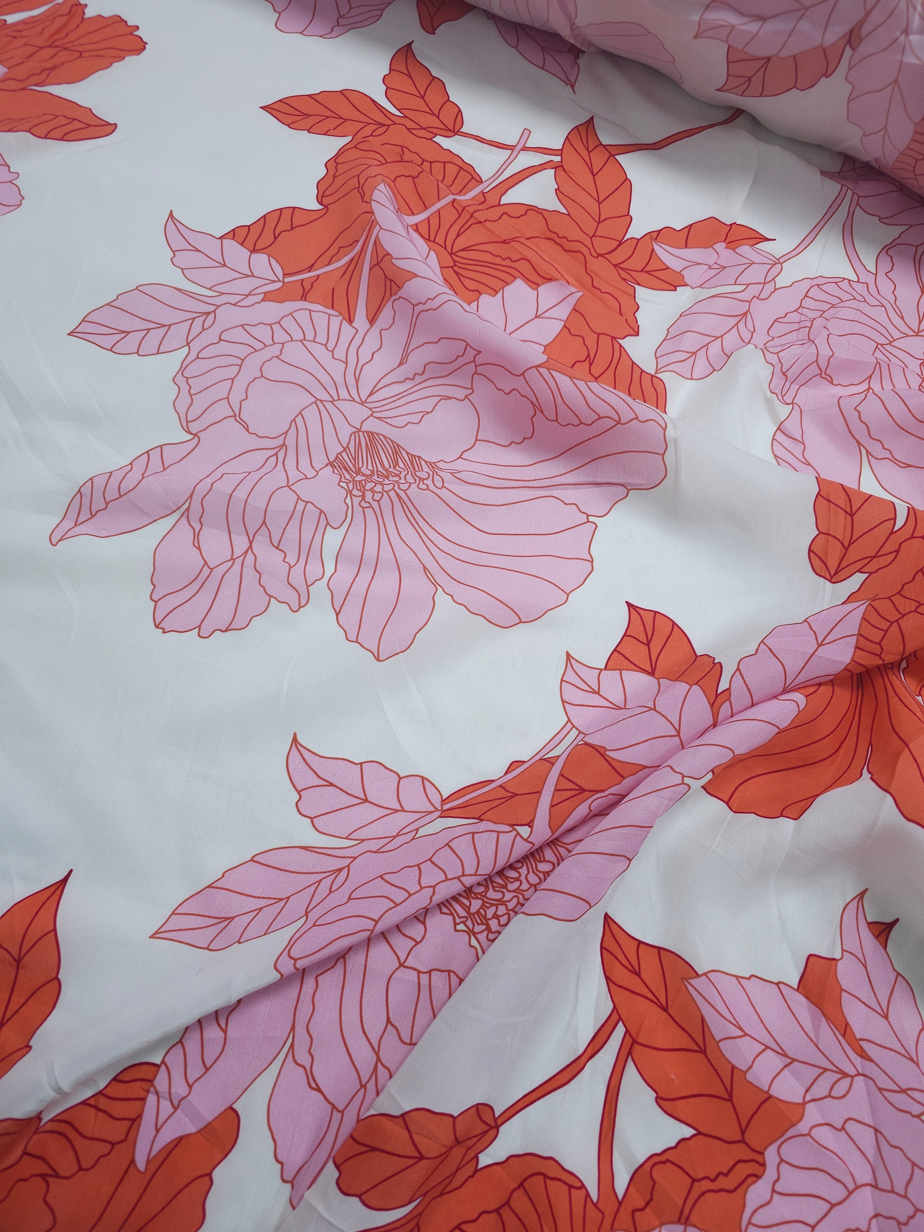 Pink/Orange Large Floral Sandwashed Modal
