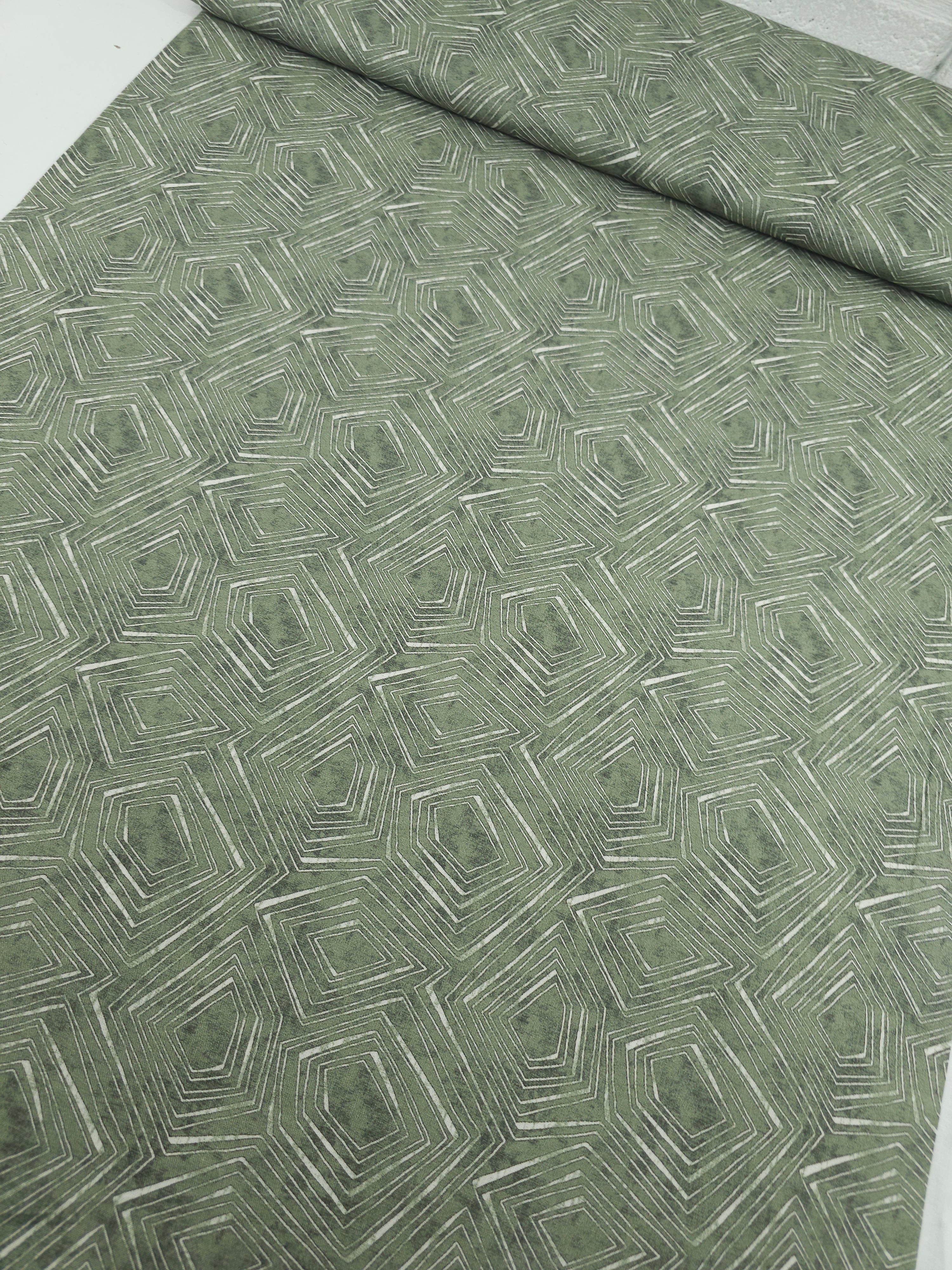 Deep Sage Geometric Diamond 100% Cotton