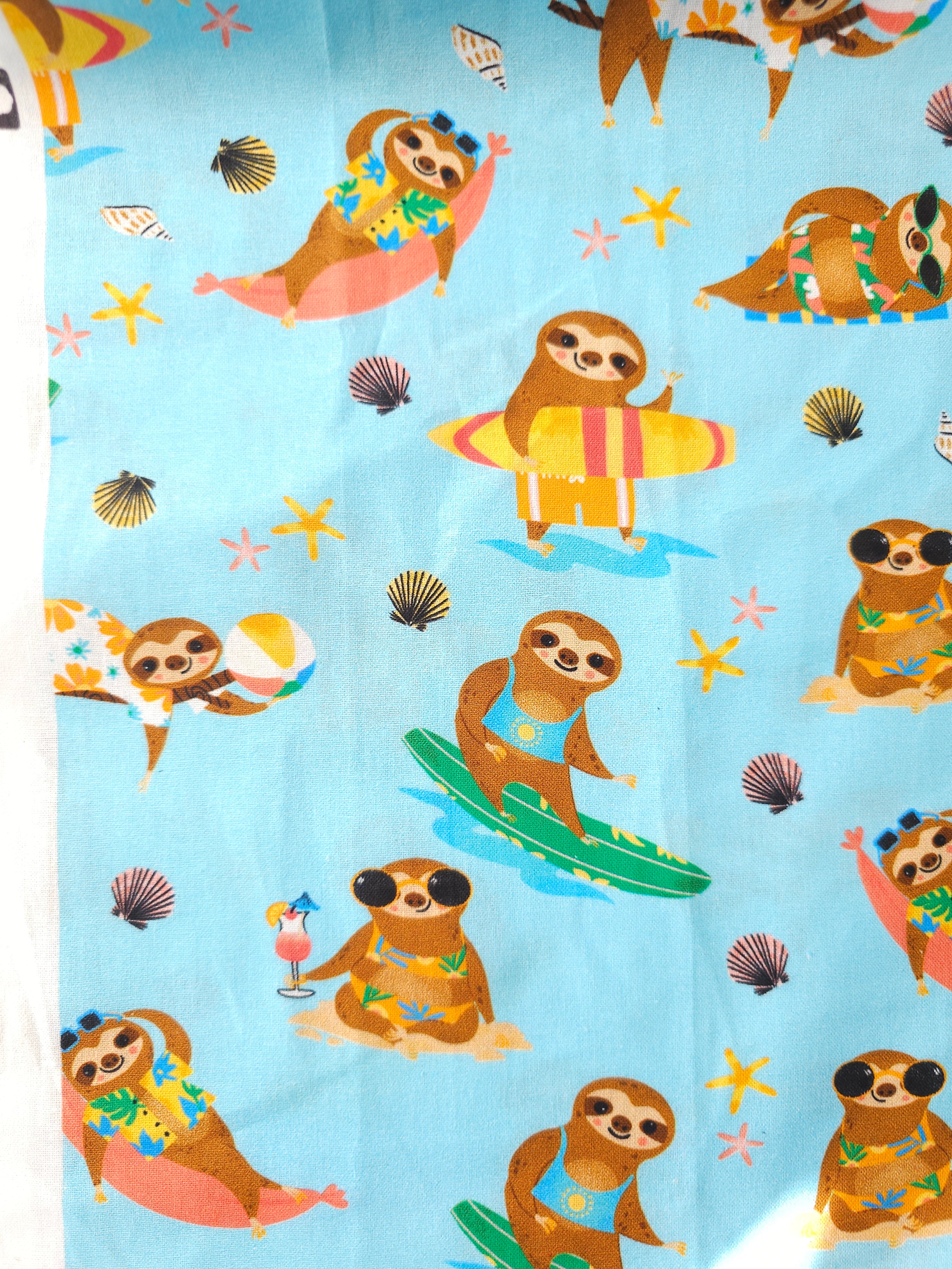 Sloth On Vacation 100% Cotton