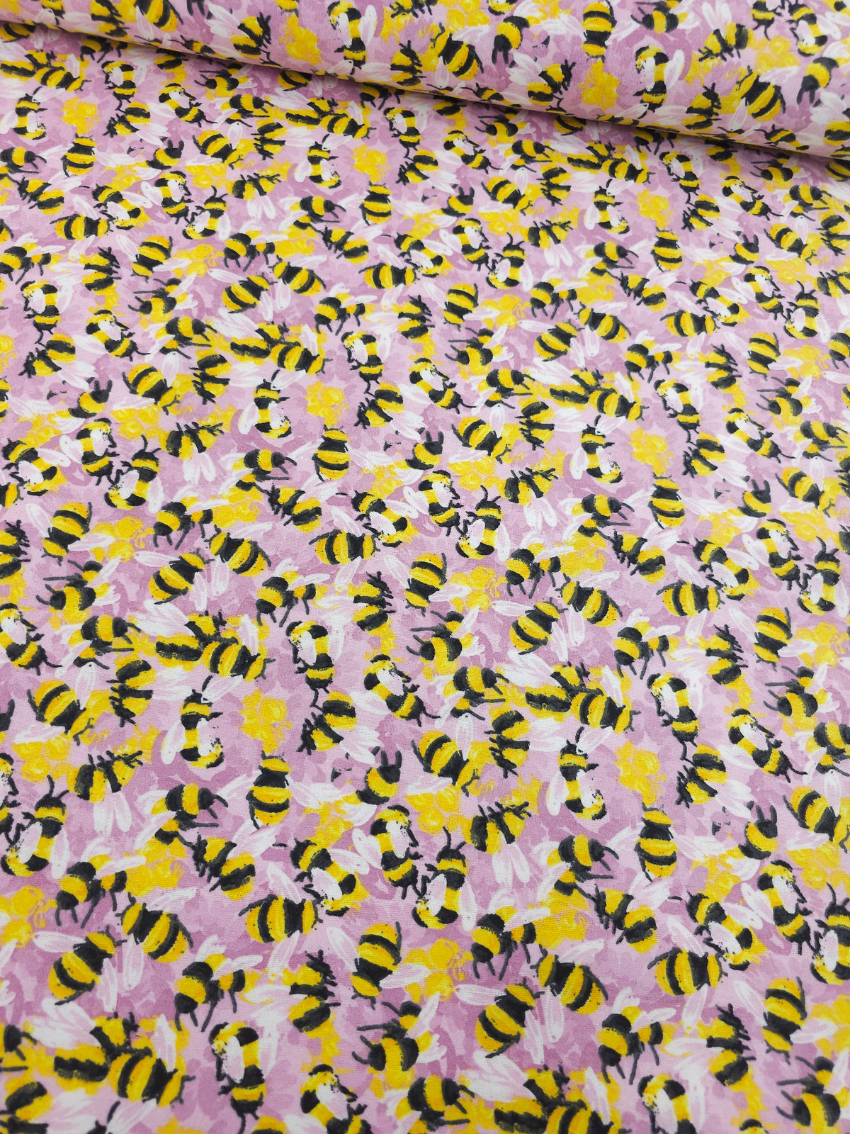 Mauve Bee Field Lightweight Flannel Cotton - Joann