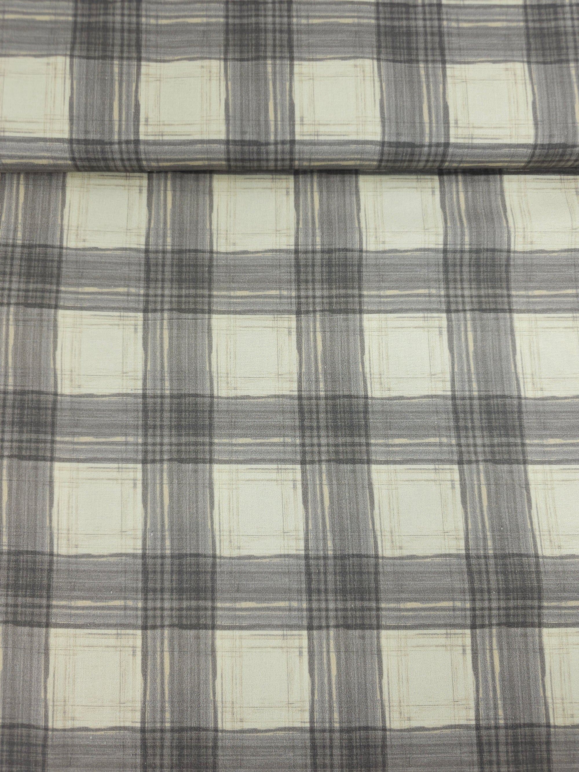 Grey/Cream Retro Tartan 100% Cotton