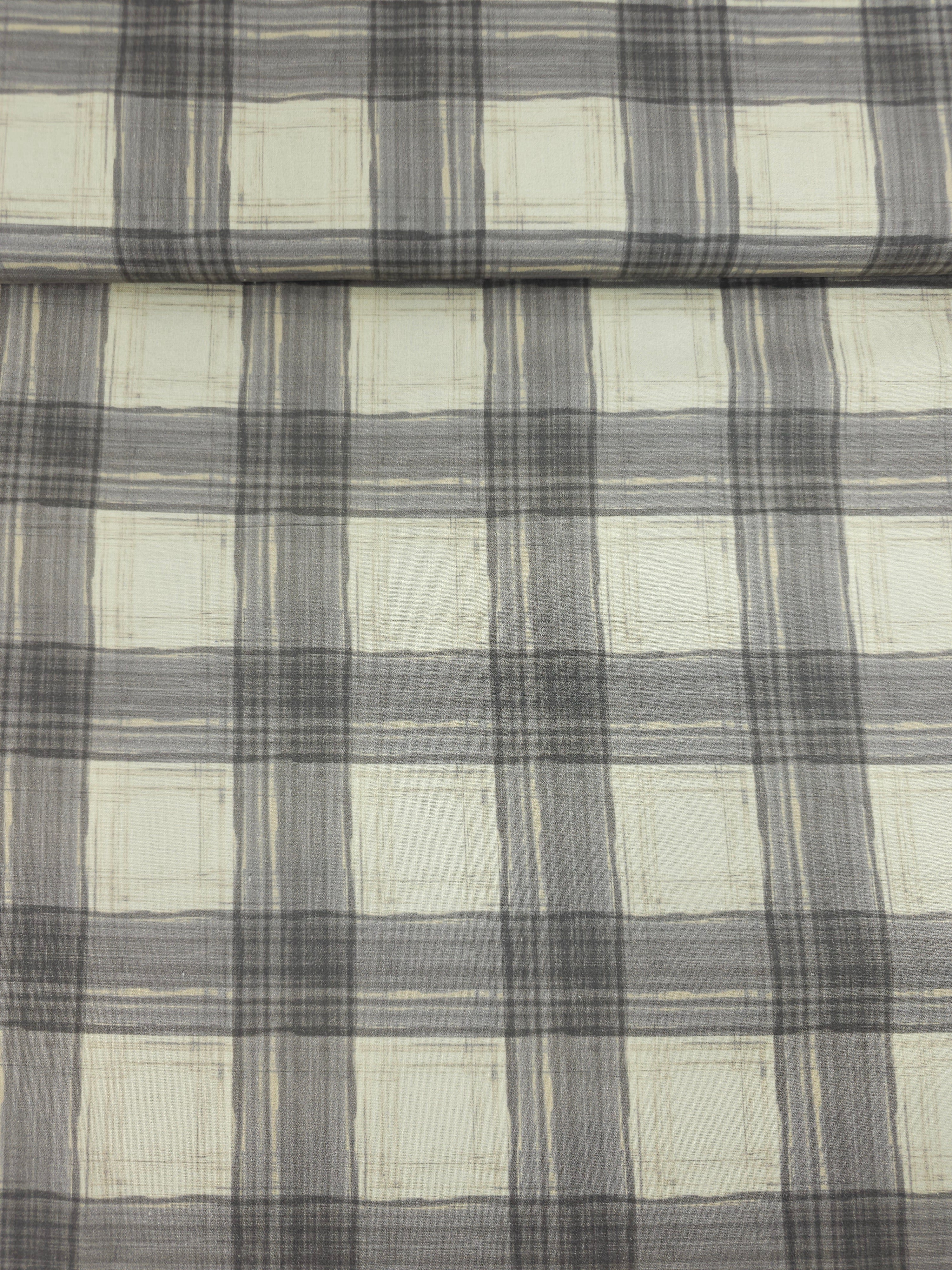 Grey/Cream Retro Tartan 100% Cotton