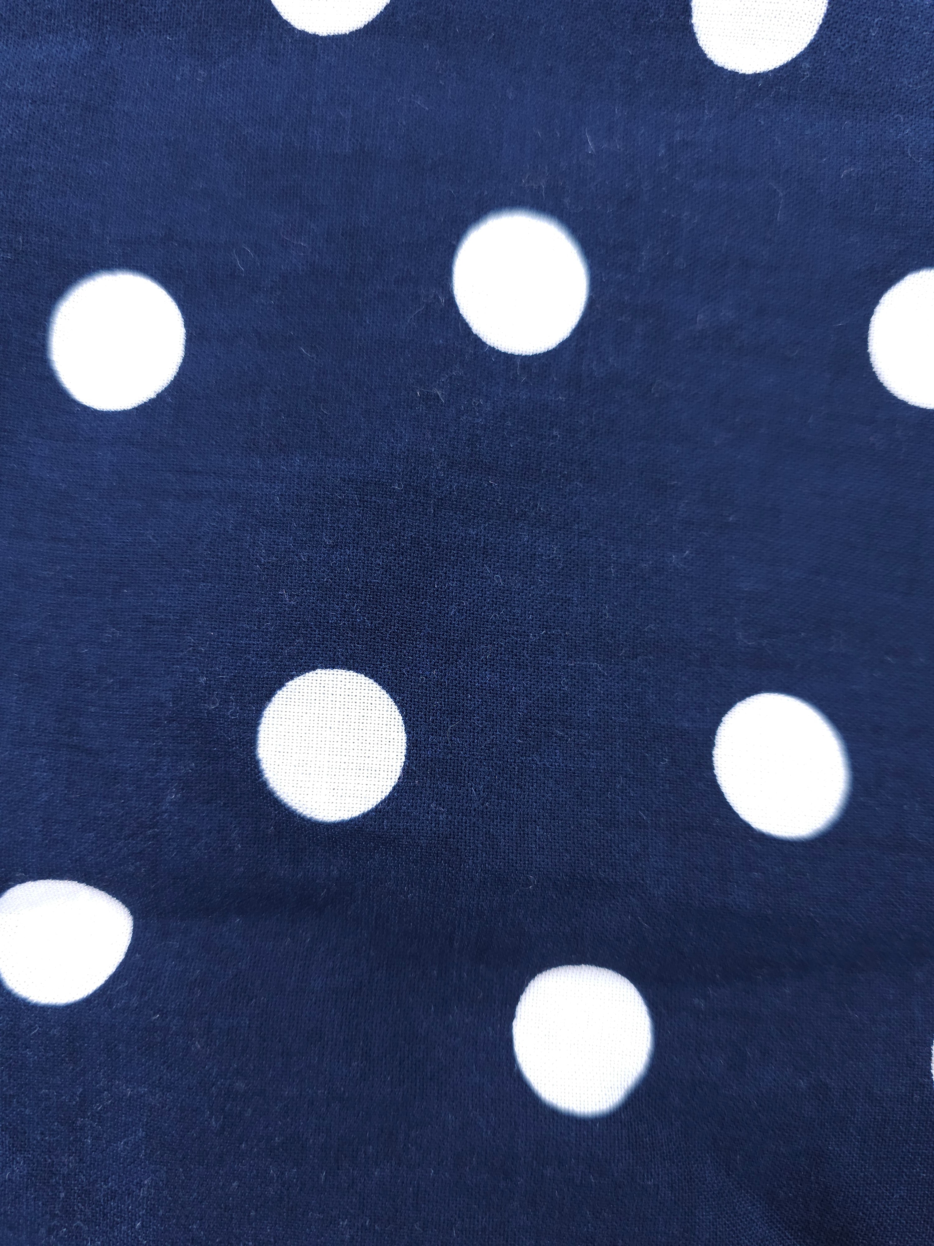 Navy polka Viscose- 5m piece