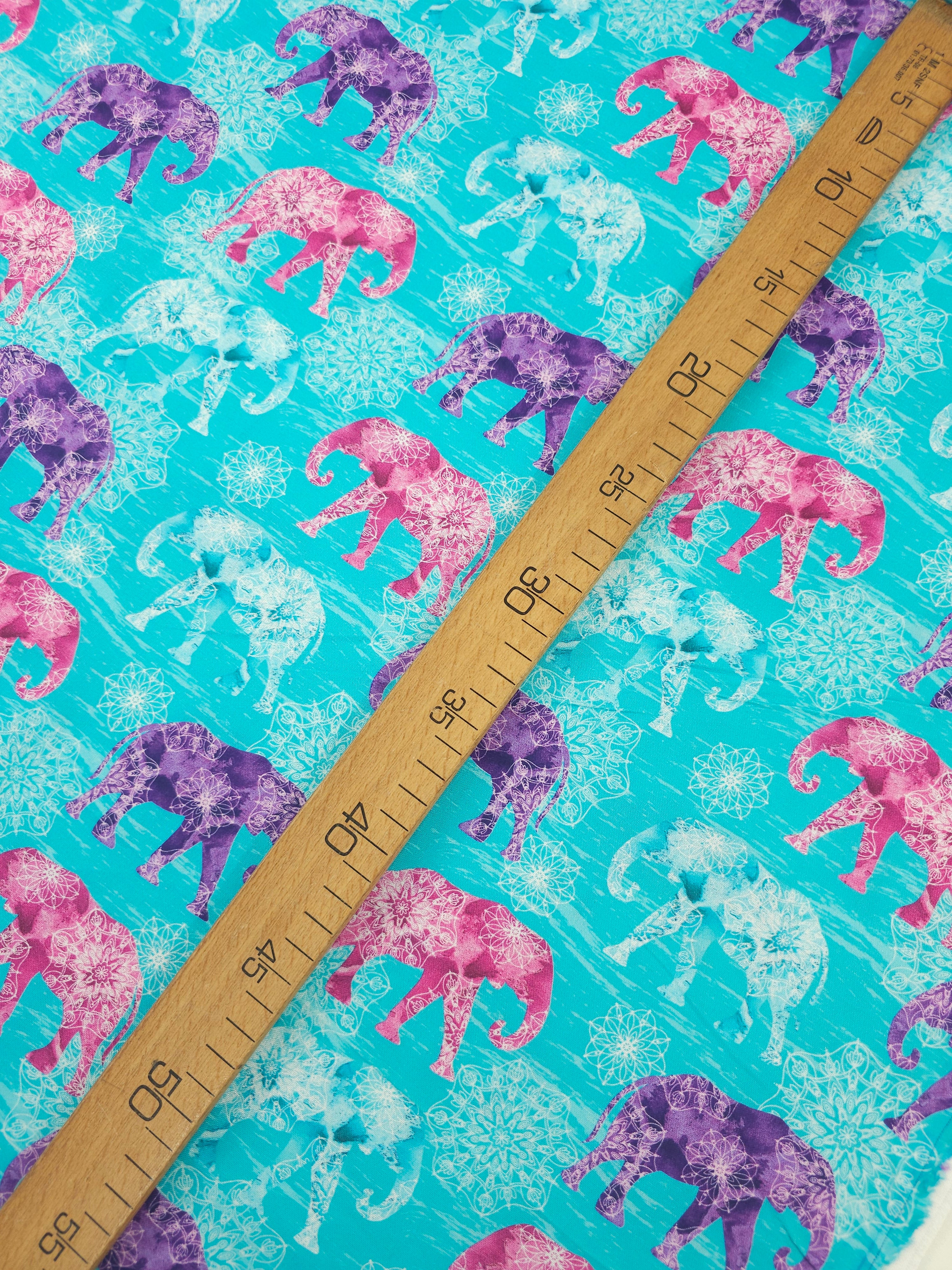 Turquoise Mandala Elephant Festival 100% Cotton - Sarah Payne
