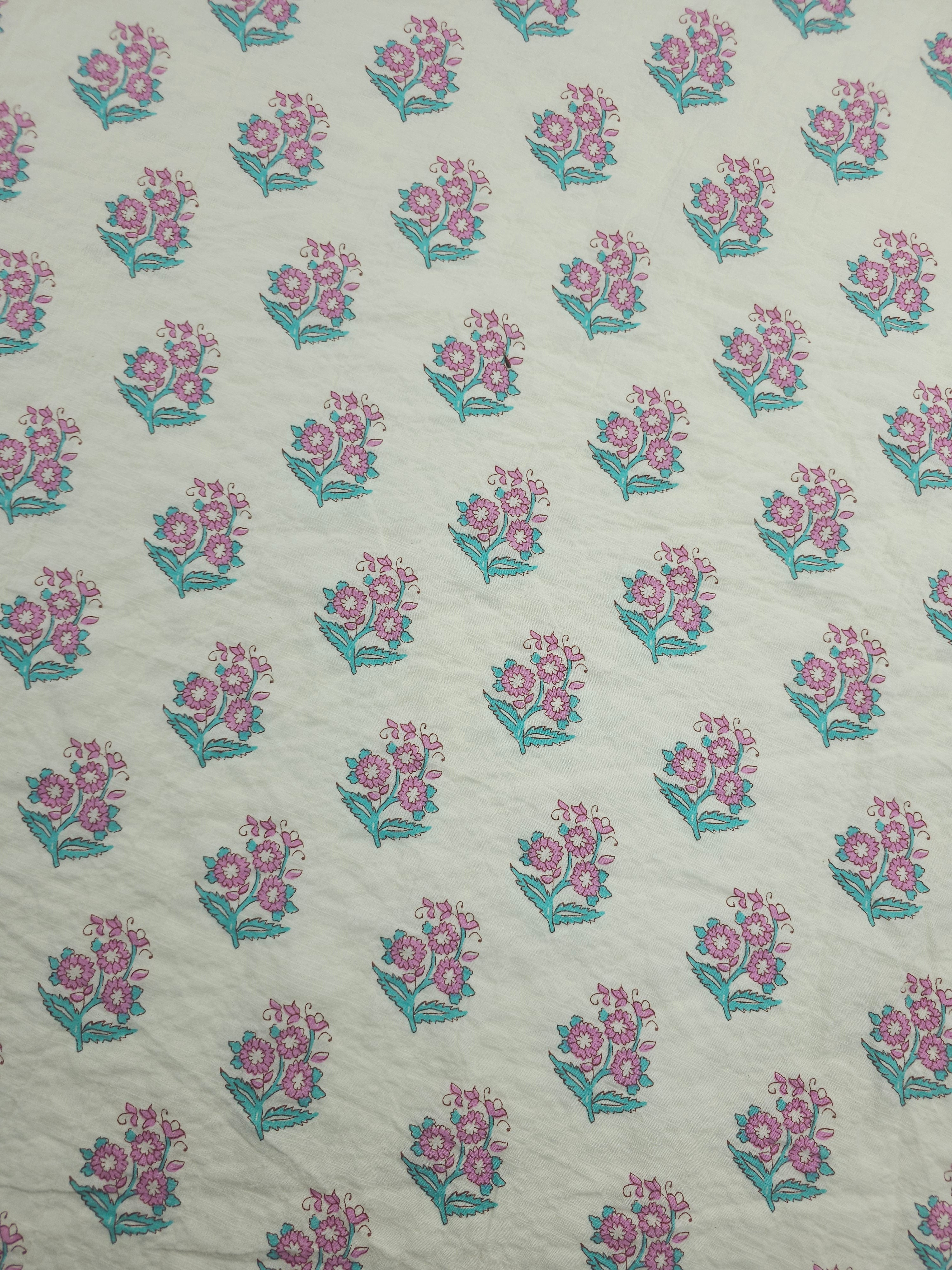Pink/Ivory Motif Floral Cotton SeerSucker