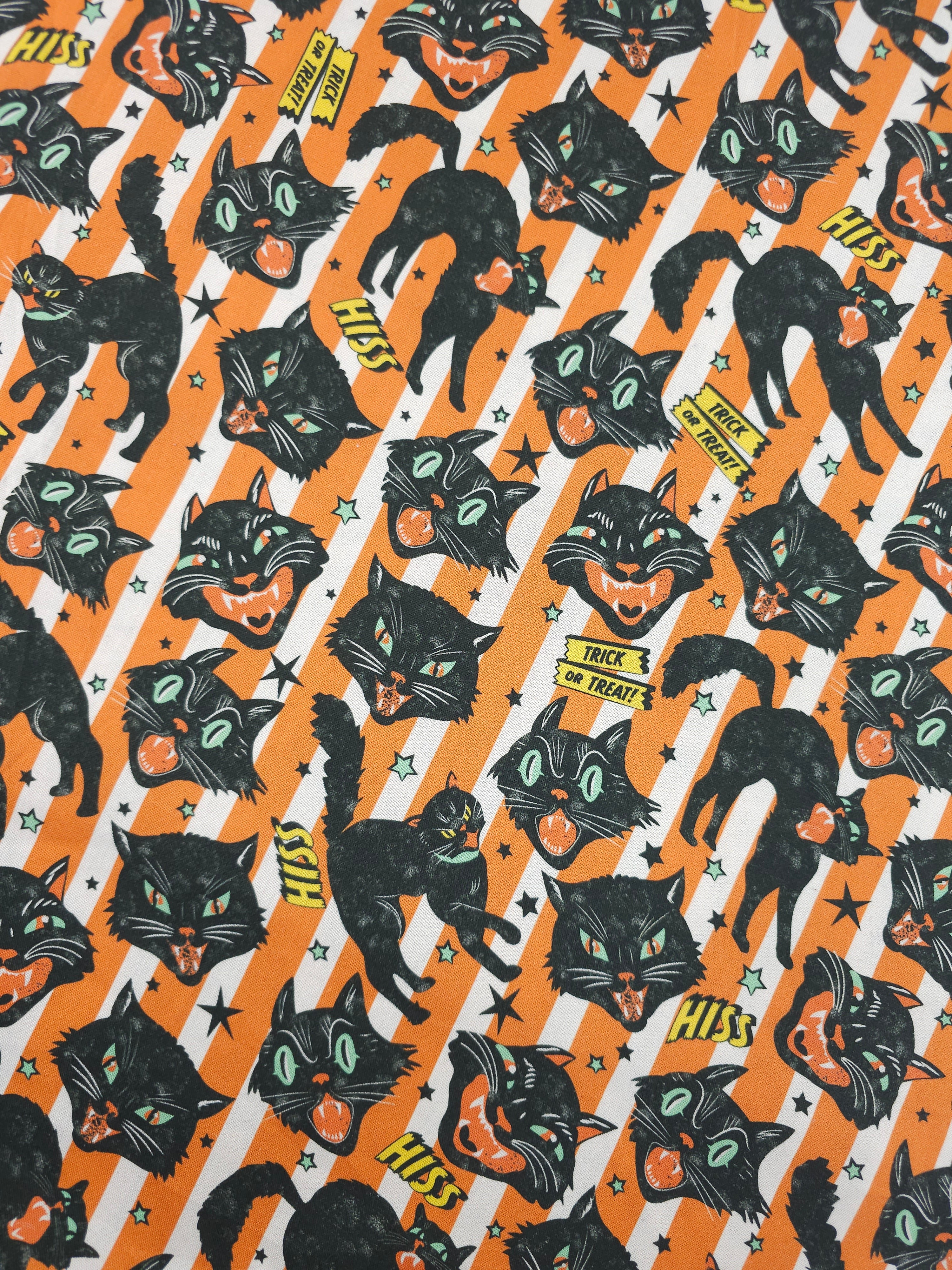 Orange Striped Trick Or Treat Cat 100% Cotton