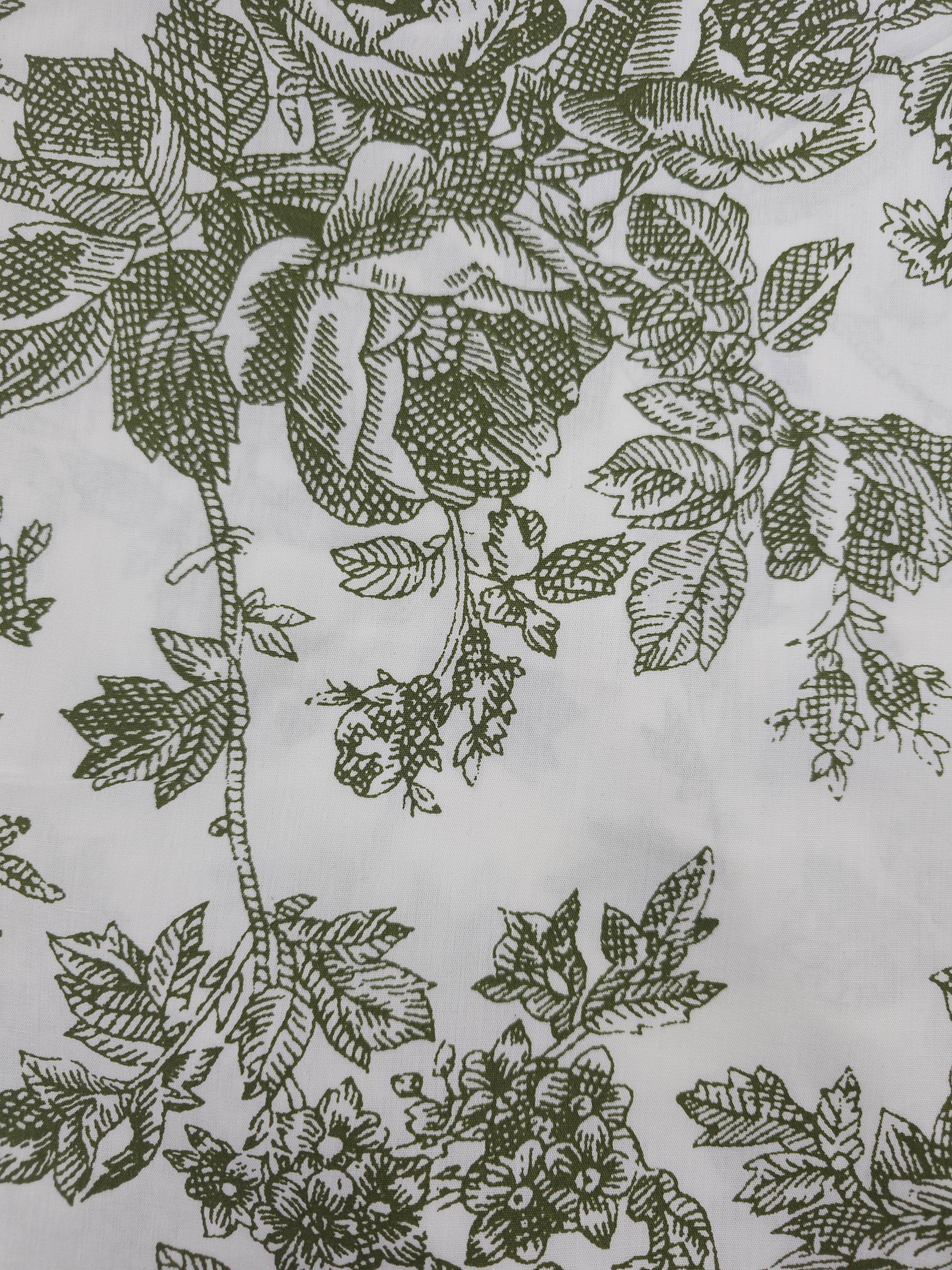 Olive Green Floral Sketch 100% Cotton 118” - Urban Outfitters *EXTRA WIDE*