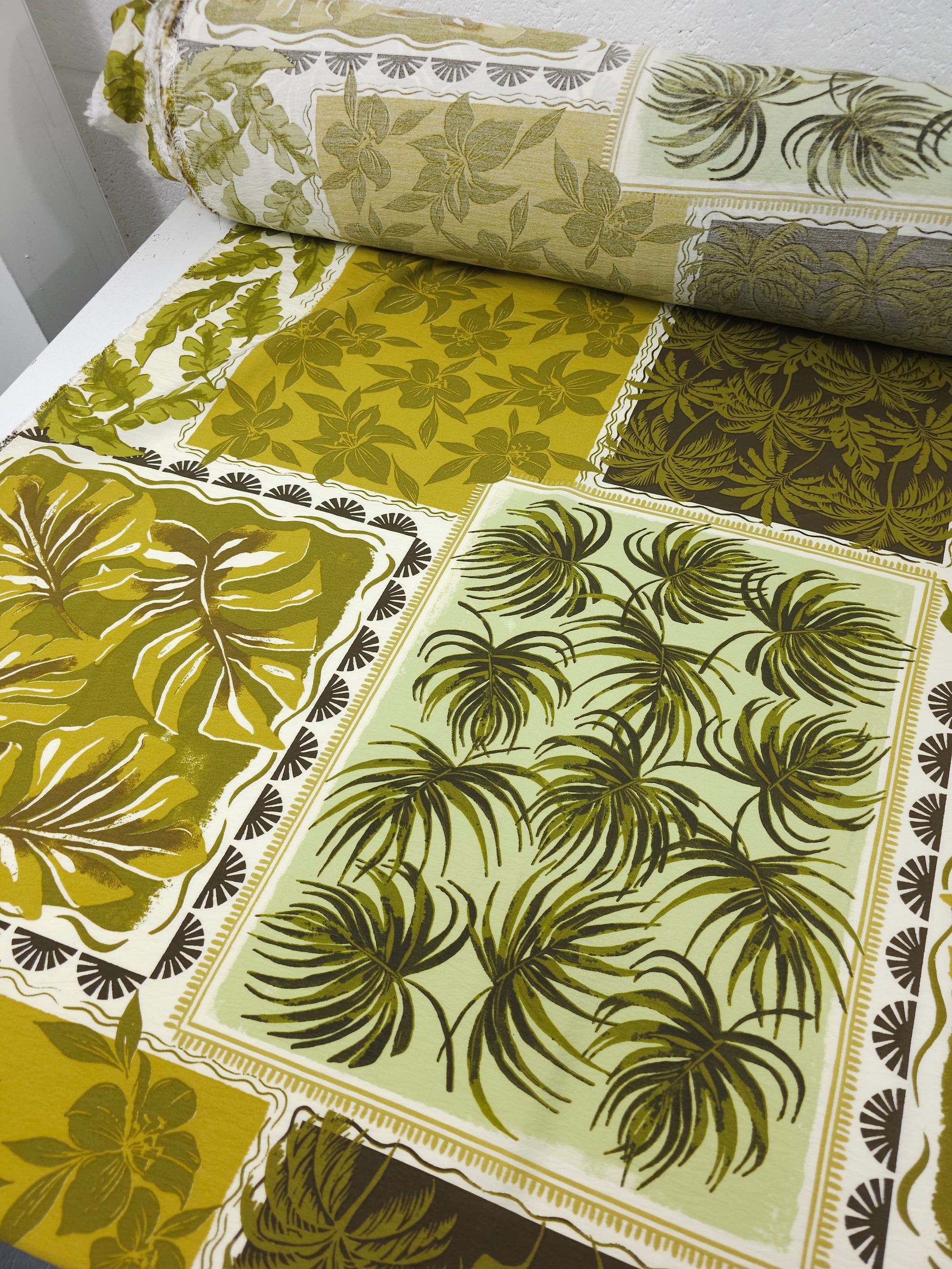 Khaki Palm Leaf Frames Modal Viscose