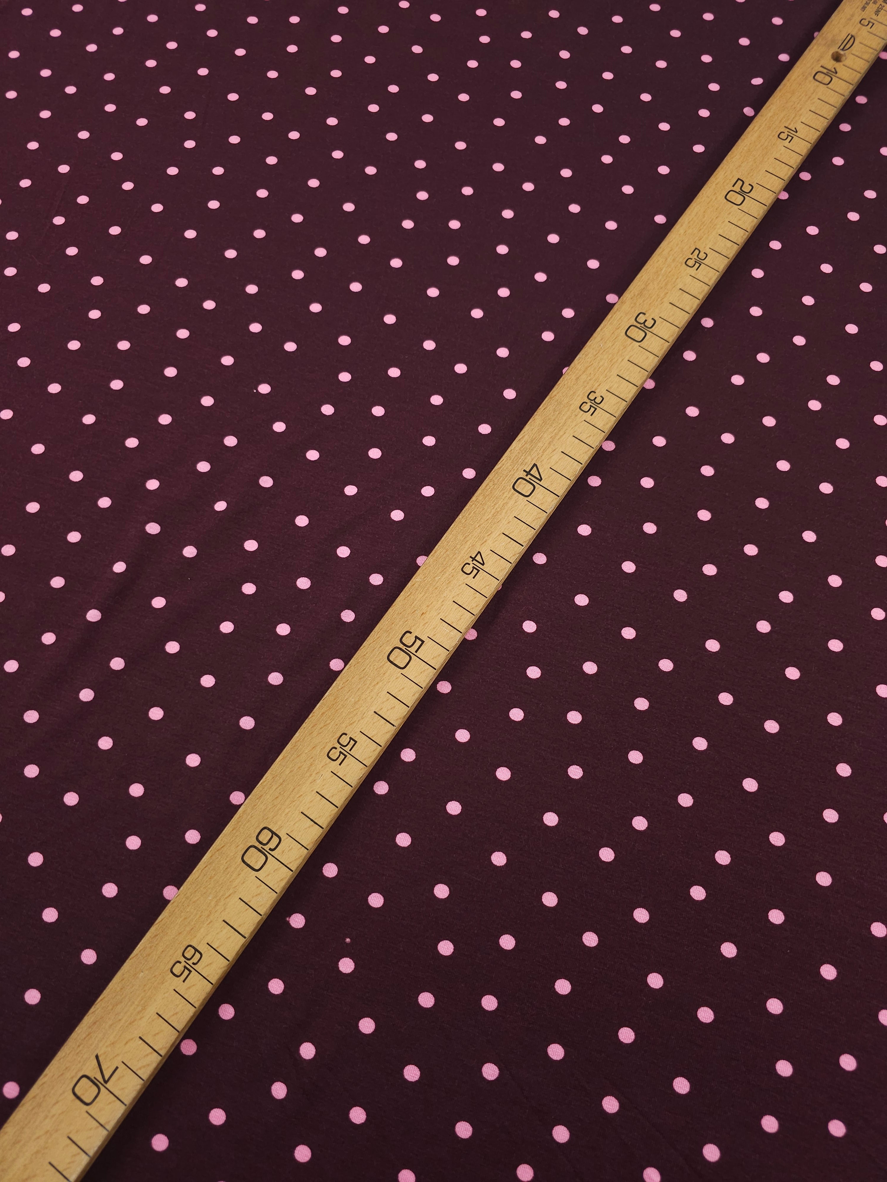 Burgundy/Pink Small Polka Dot Viscose Jersey *DEFECT*