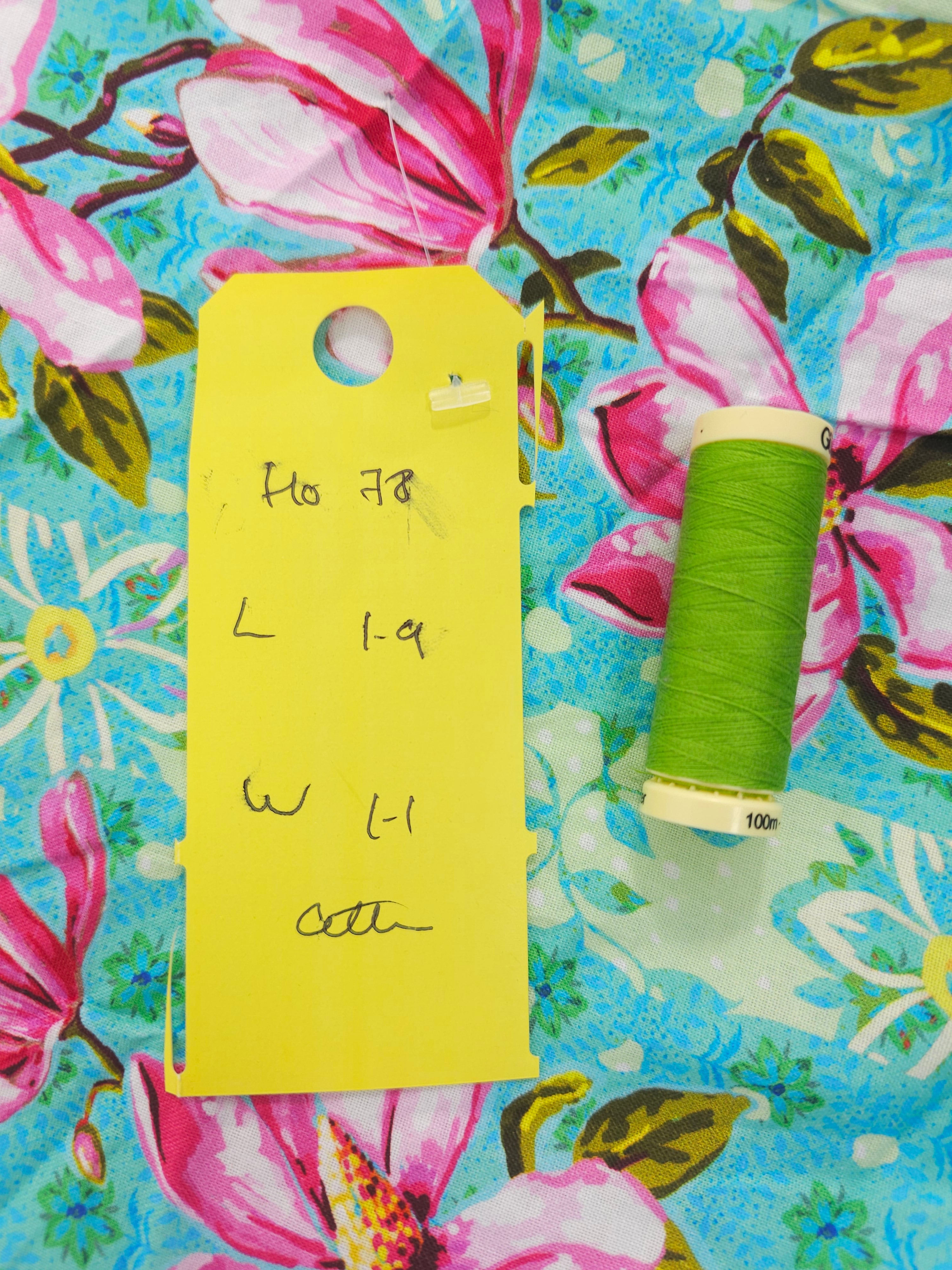 Blue floral stripe Cotton- 1.9m piece