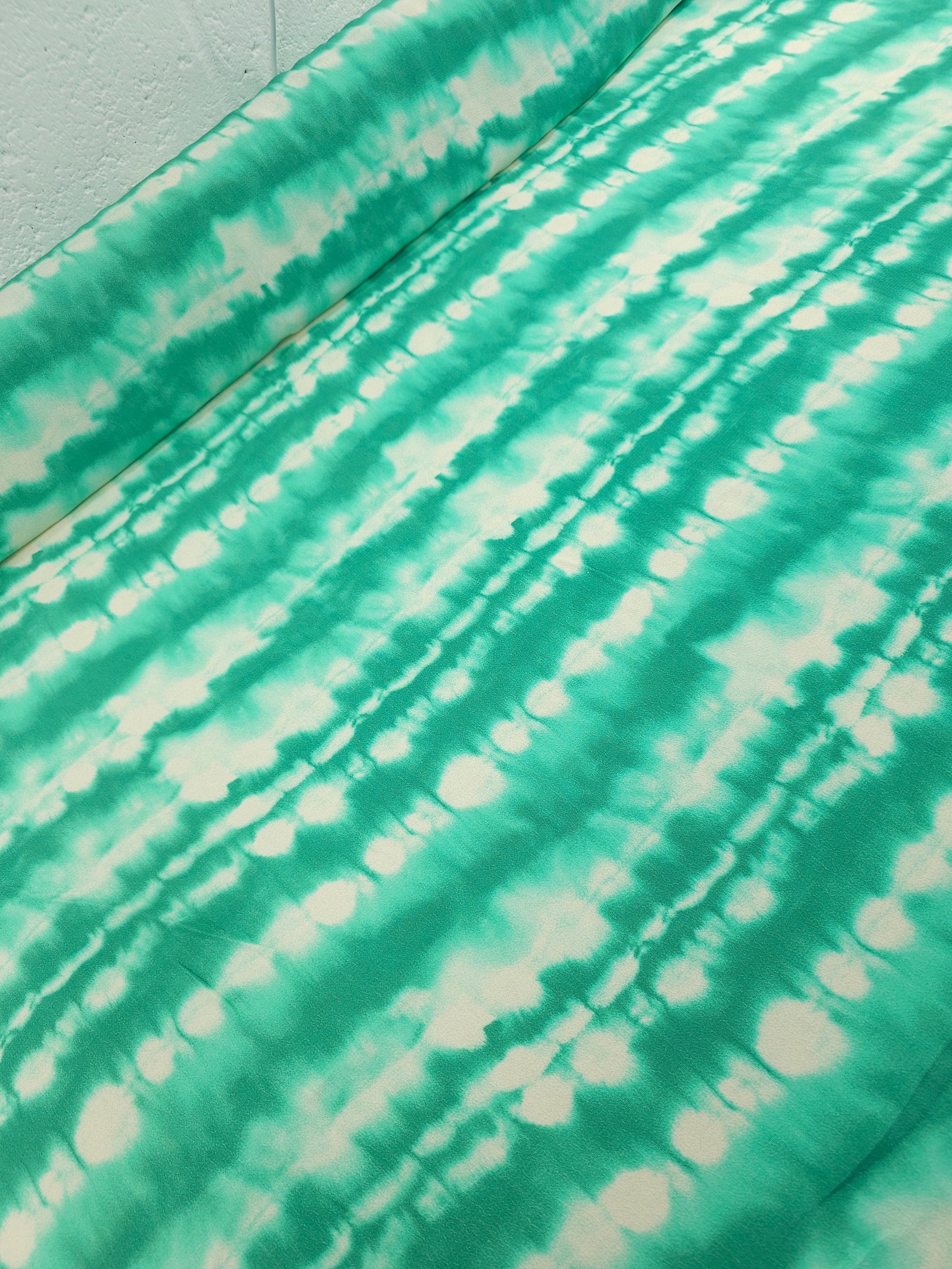 Minty Sage Abstract Blur Viscose Crepe