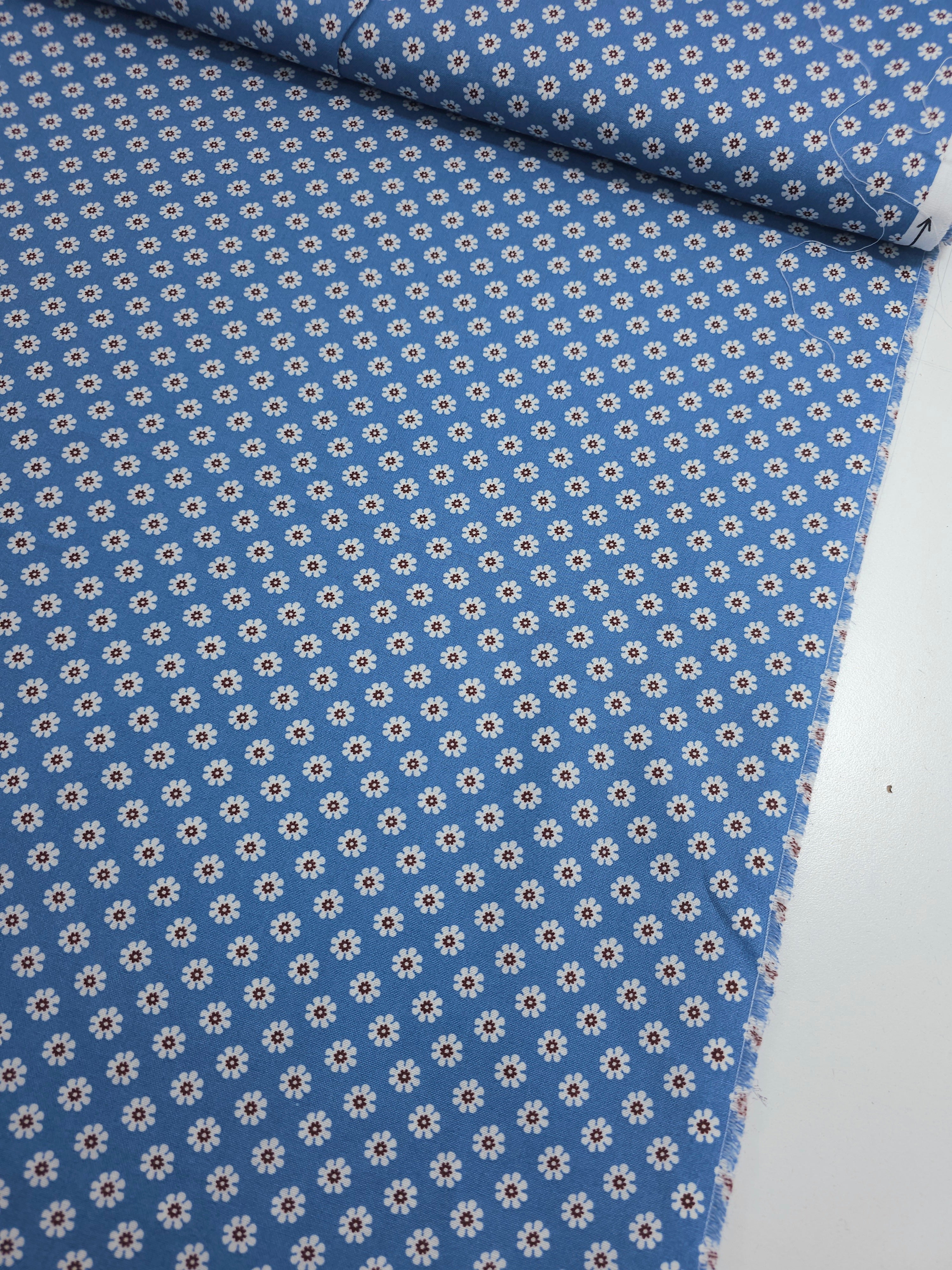 Powder Blue Mini Vintage Daisy 100% Cotton 60"
