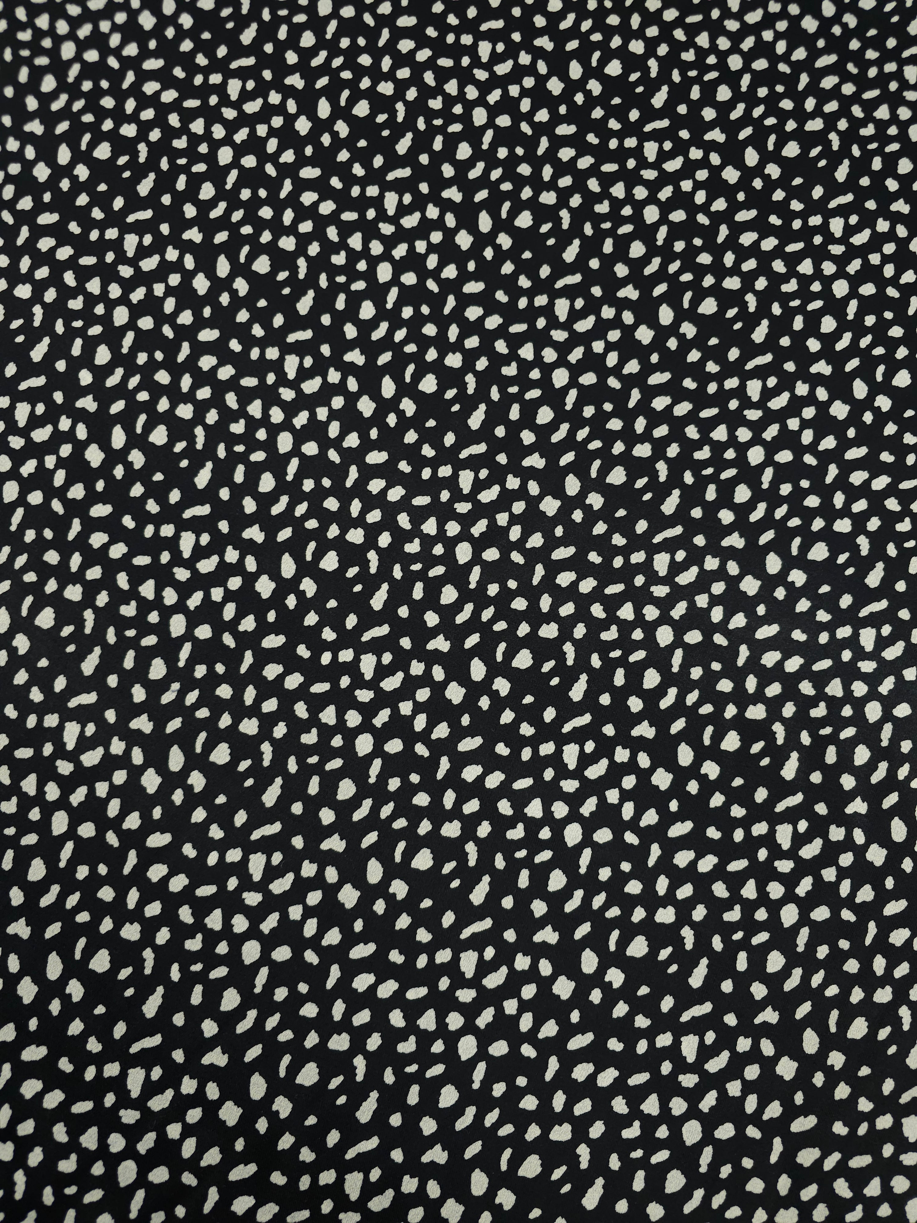 Black/Ivory Irregular Spot Viscose Satin