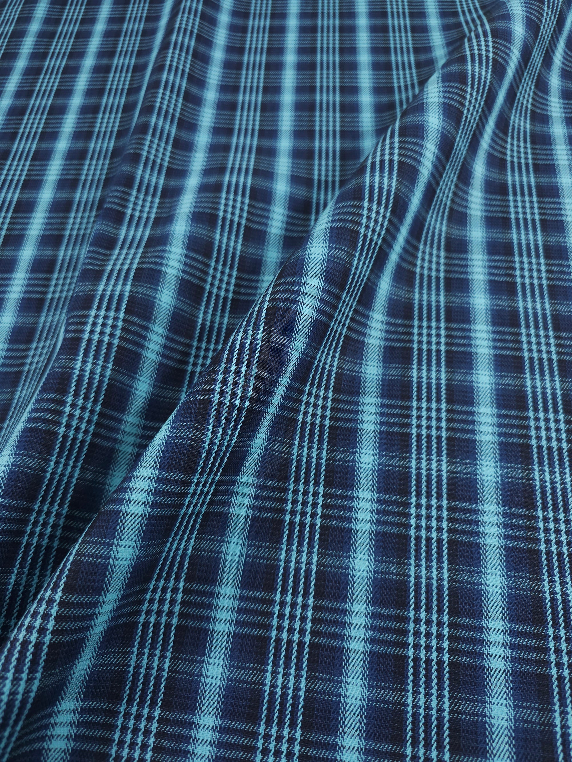 Light Blue/Navy Tartan Denim