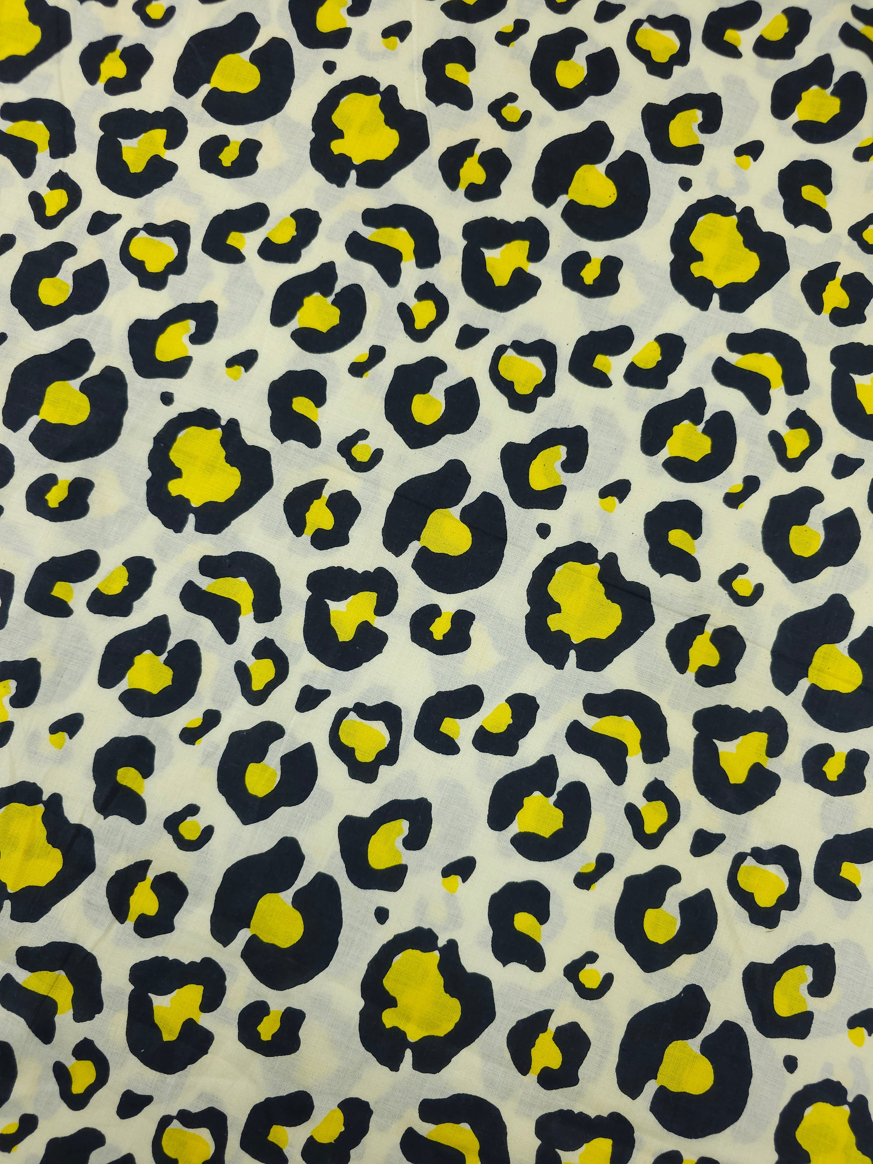 Yellow/Cream Leopard Cambric Cotton