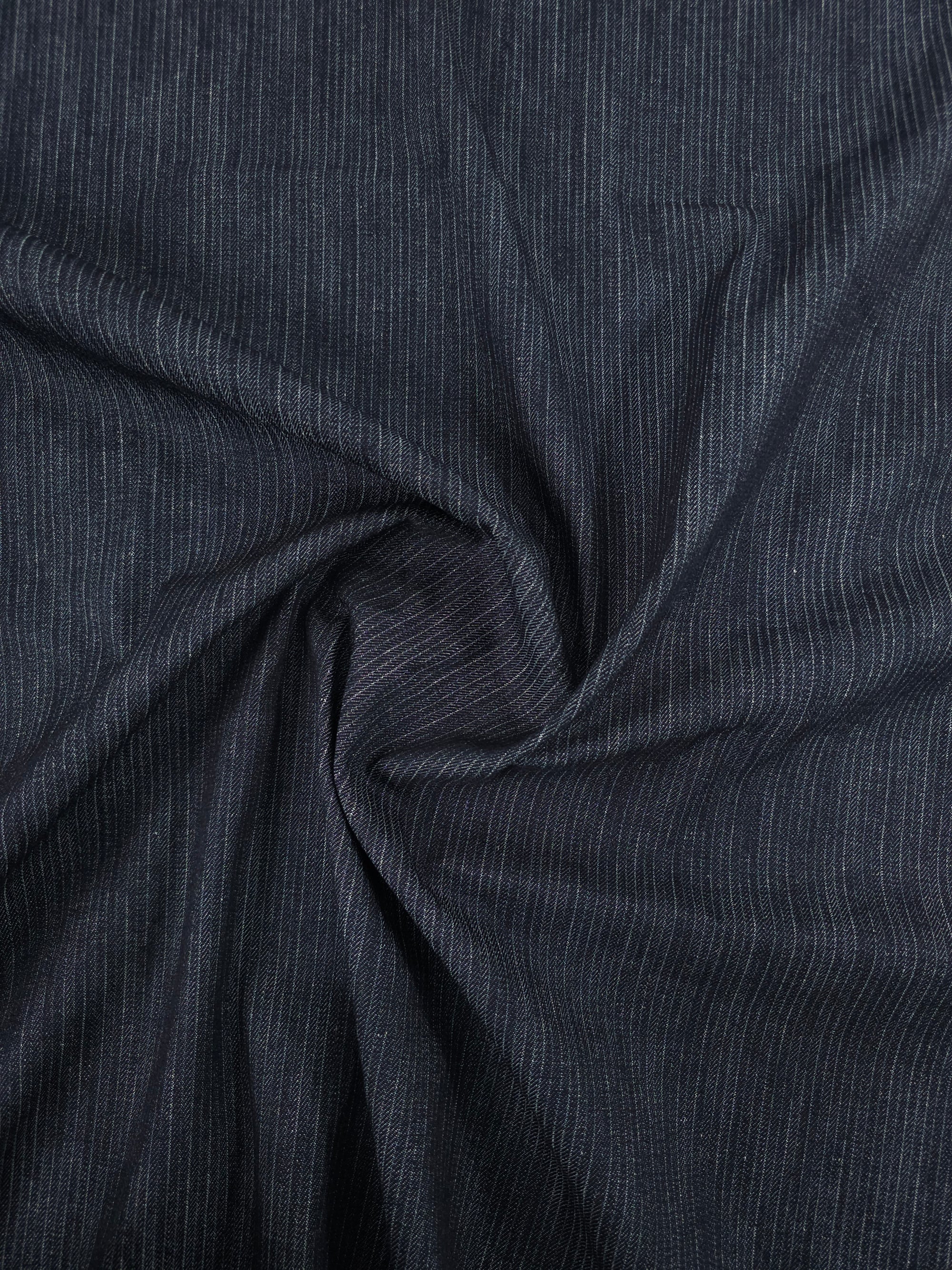 Charcoal Navy Pinstripe Twill Denim