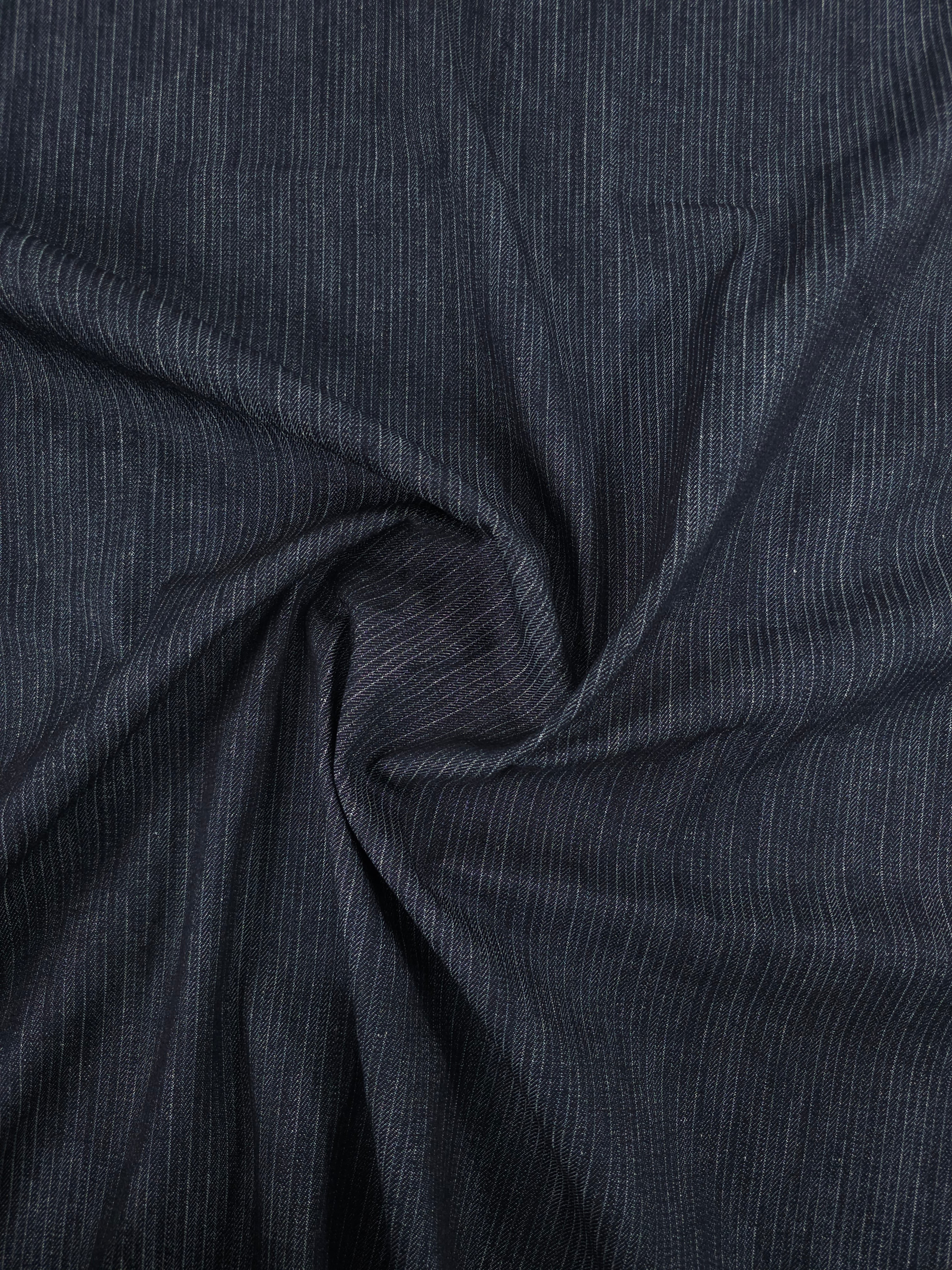 Charcoal Navy Pinstripe Twill Denim