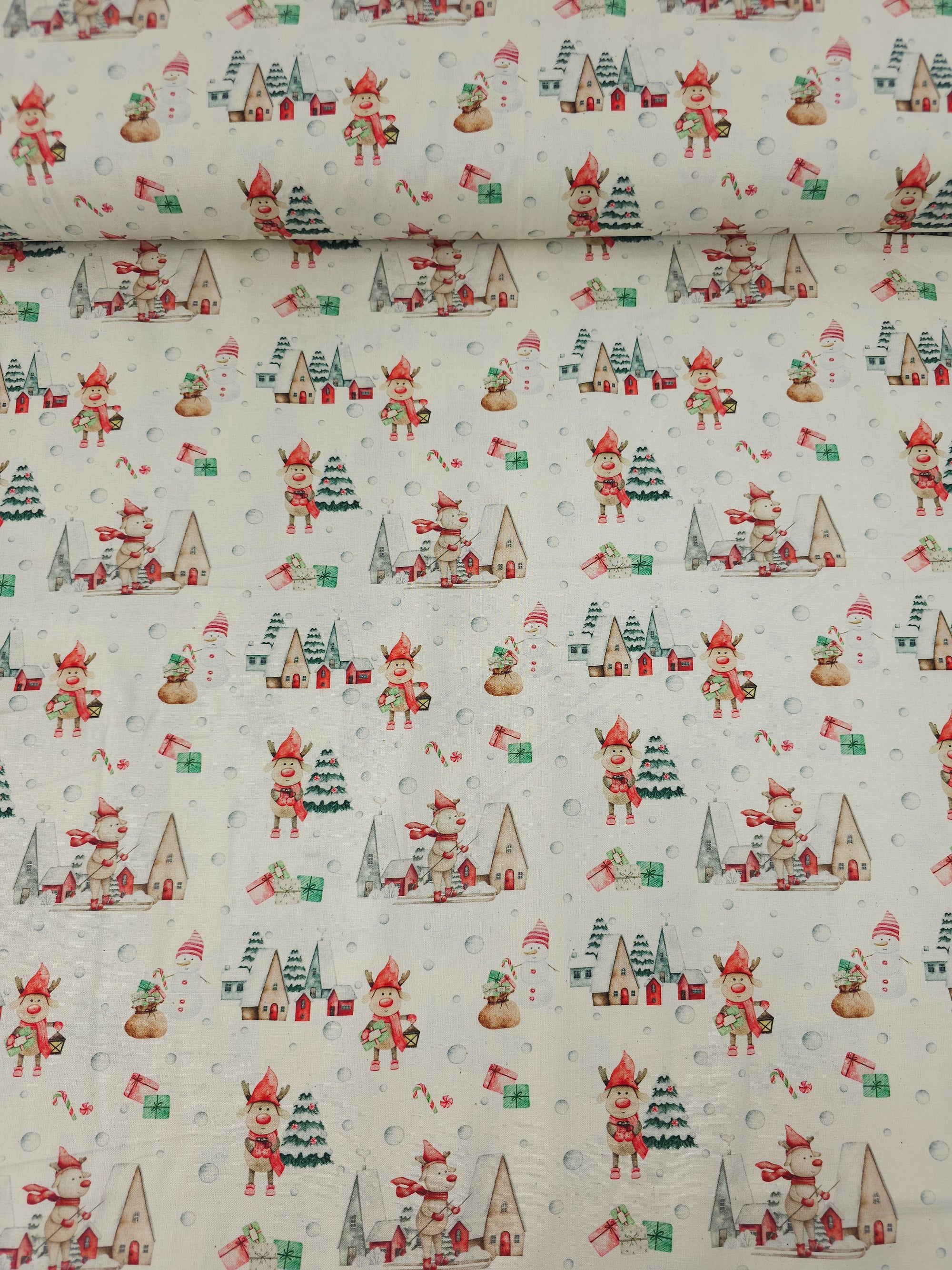 Reindeer Village 100% Cotton 60"