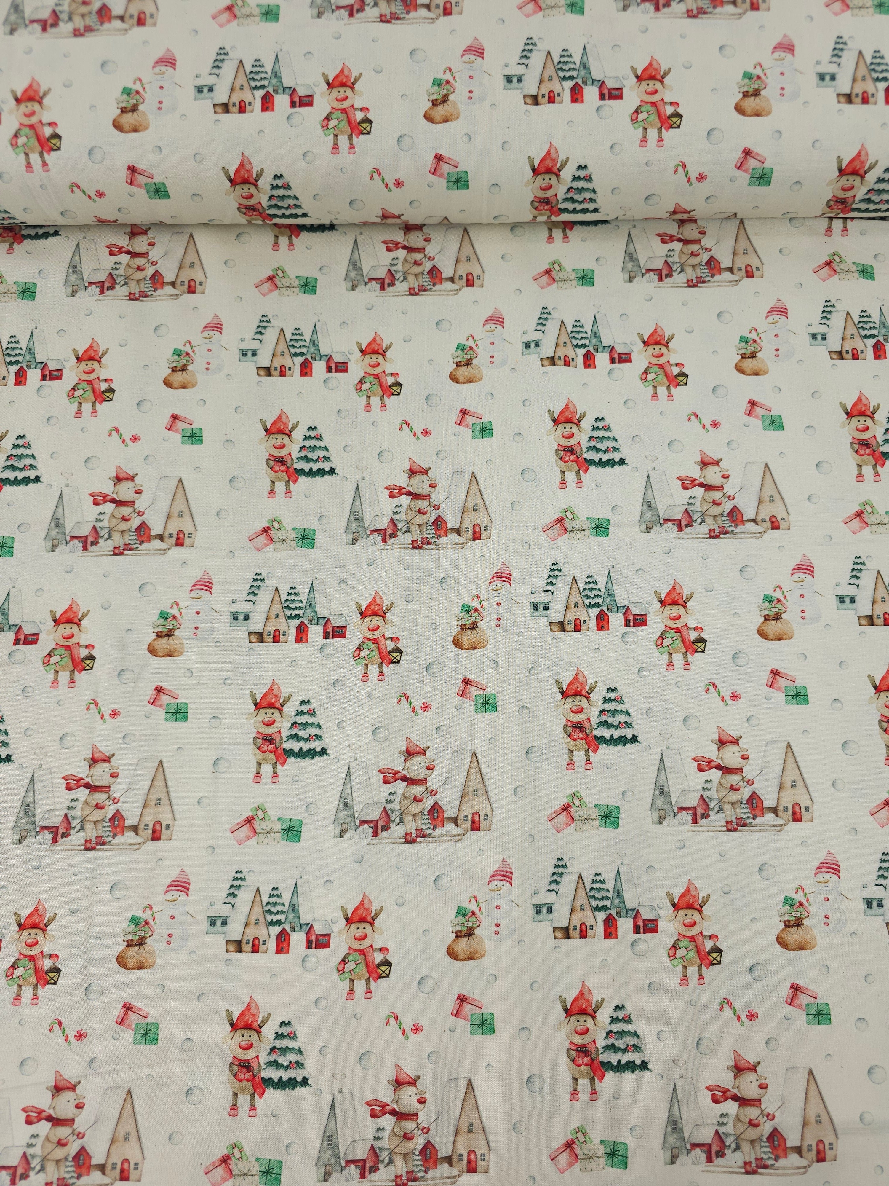 Reindeer Village 100% Cotton 60"