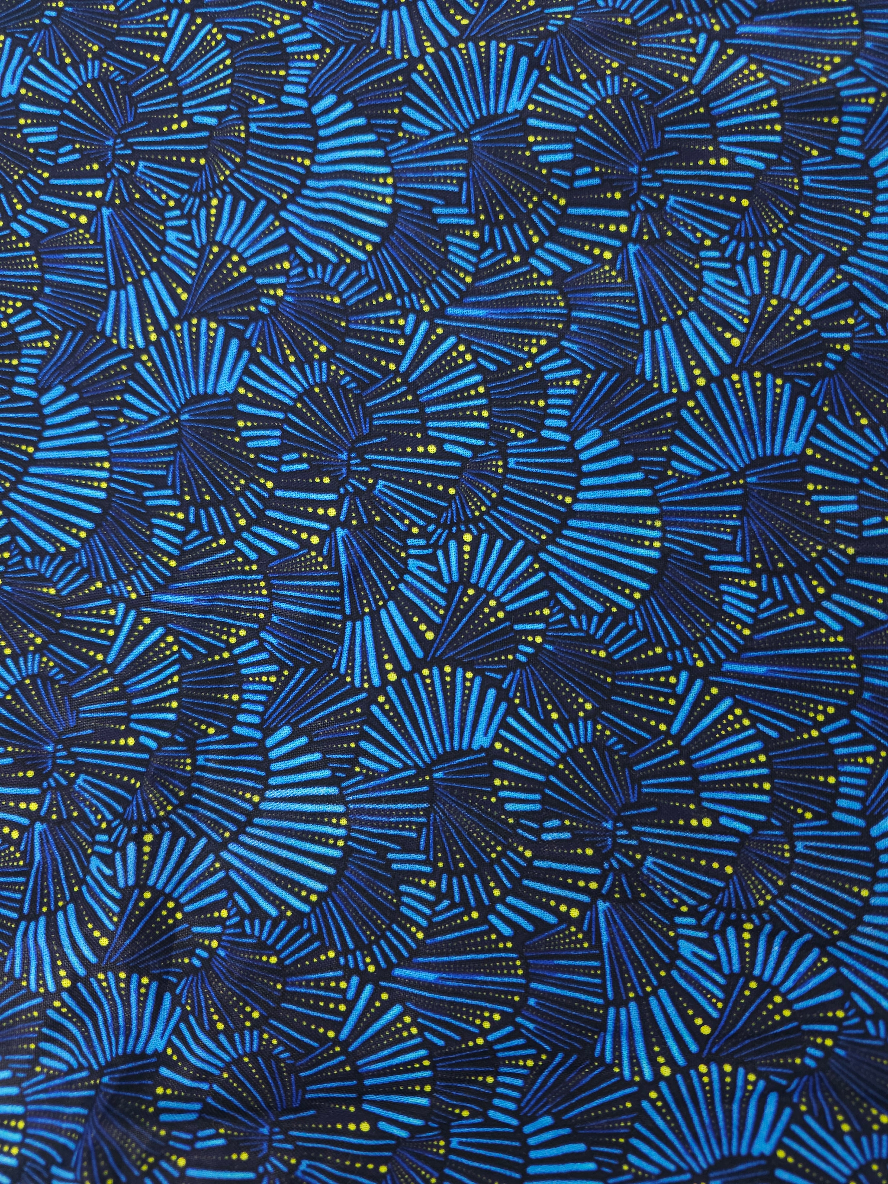 Navy fans Cotton- 1.5m piece