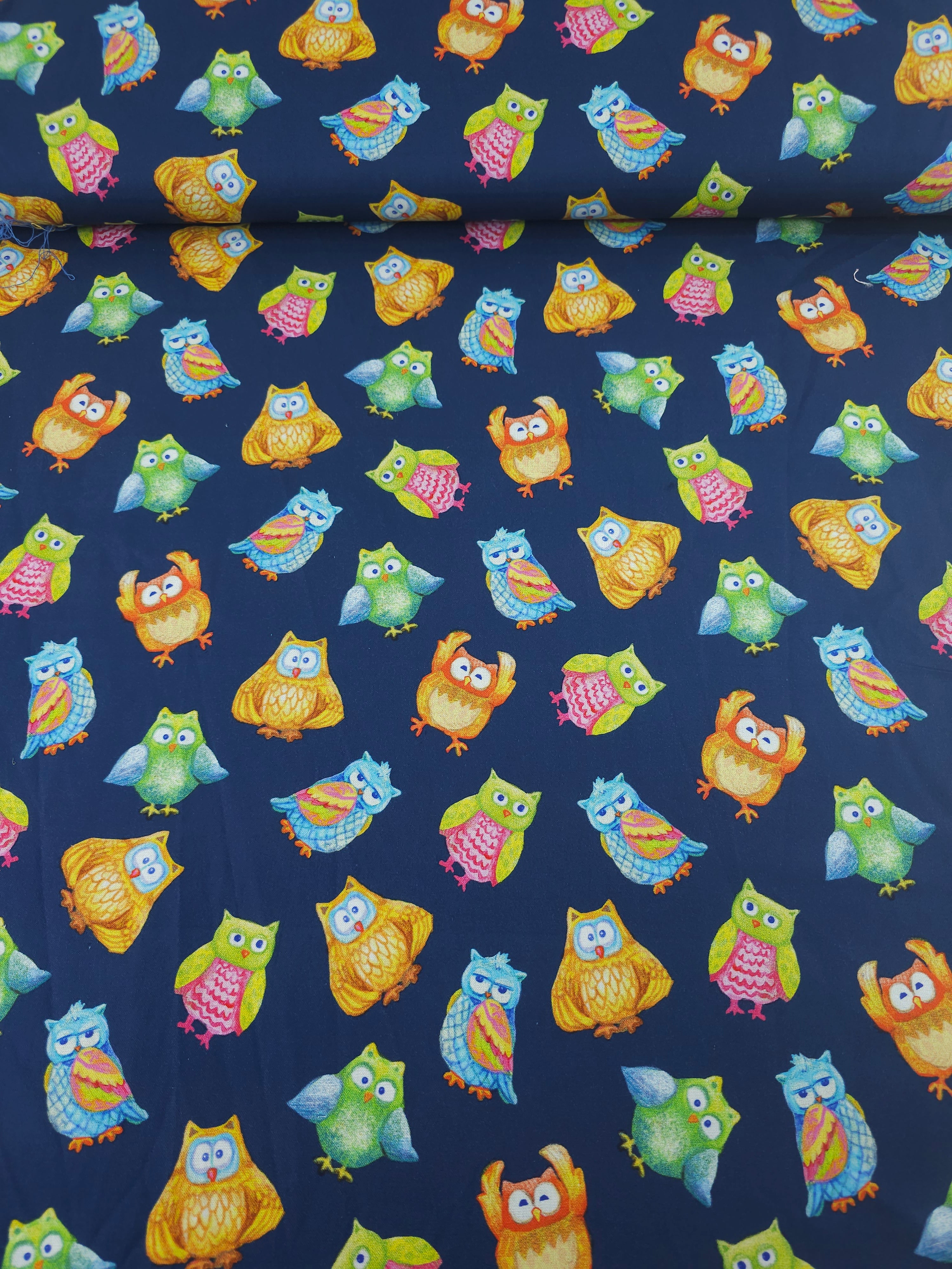 Expressionist Novelty Owls 100% Cotton