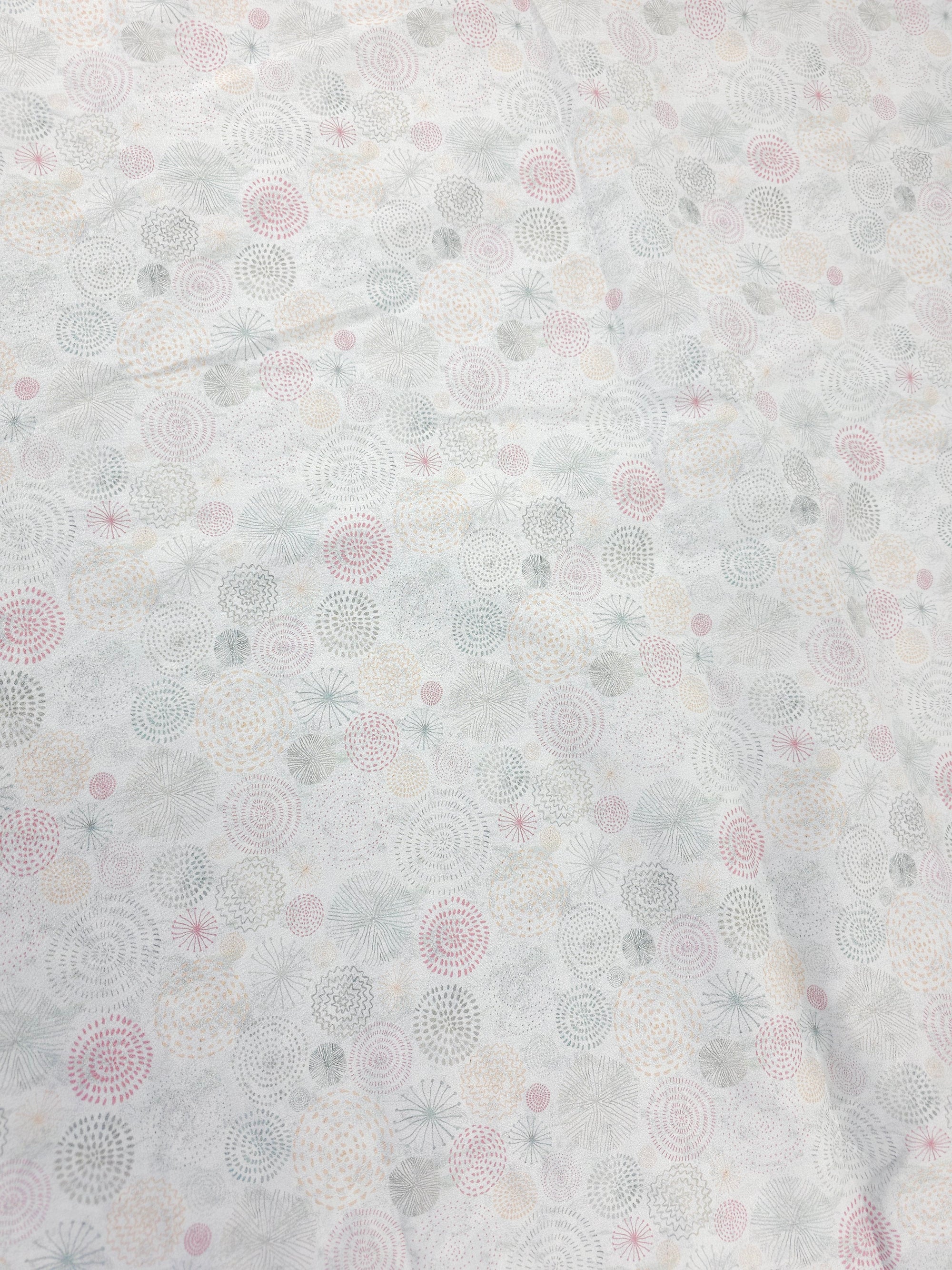 Light grey pink circles Cotton- 1.5m piece
