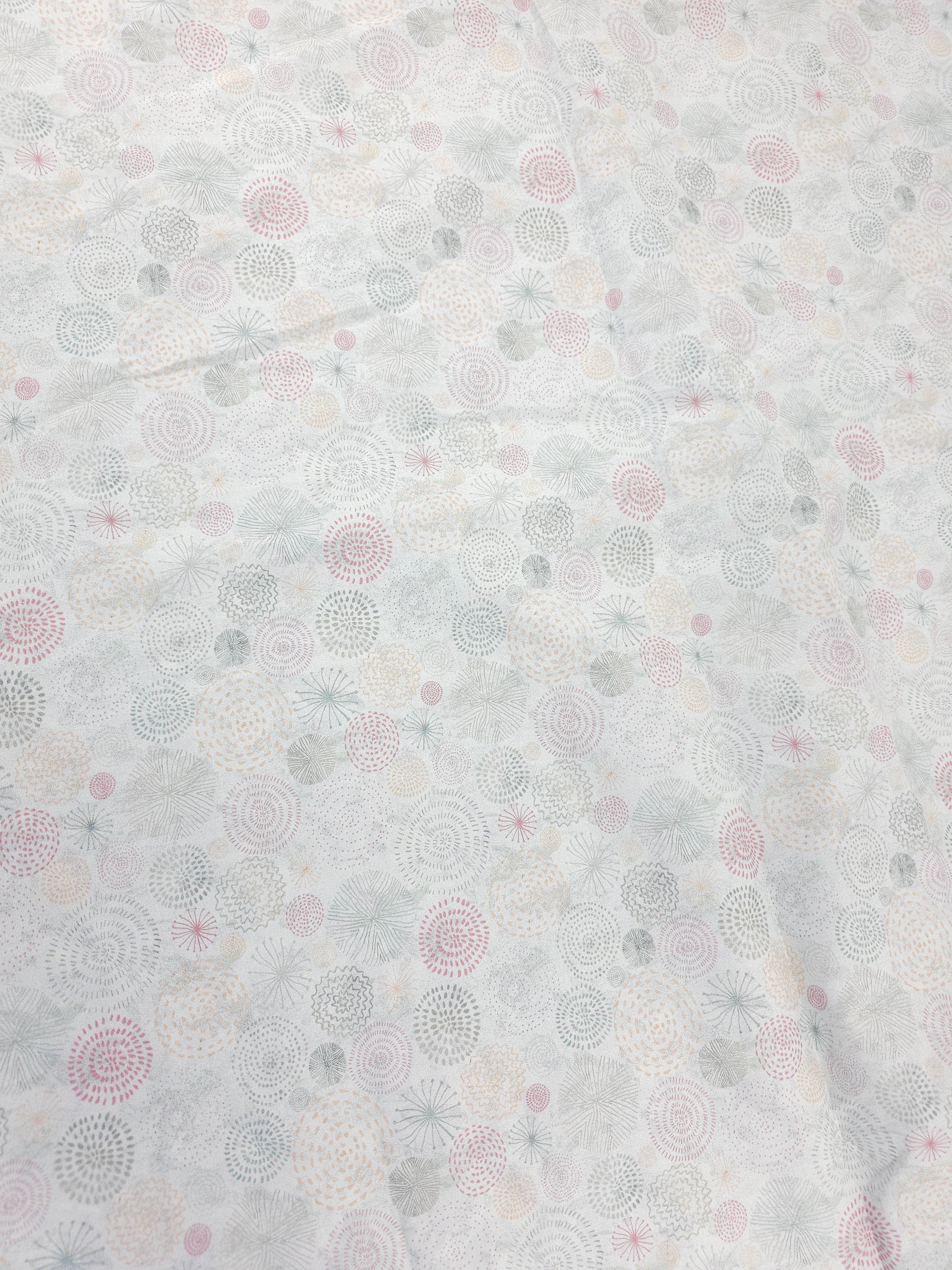 Light grey pink circles Cotton- 1.5m piece