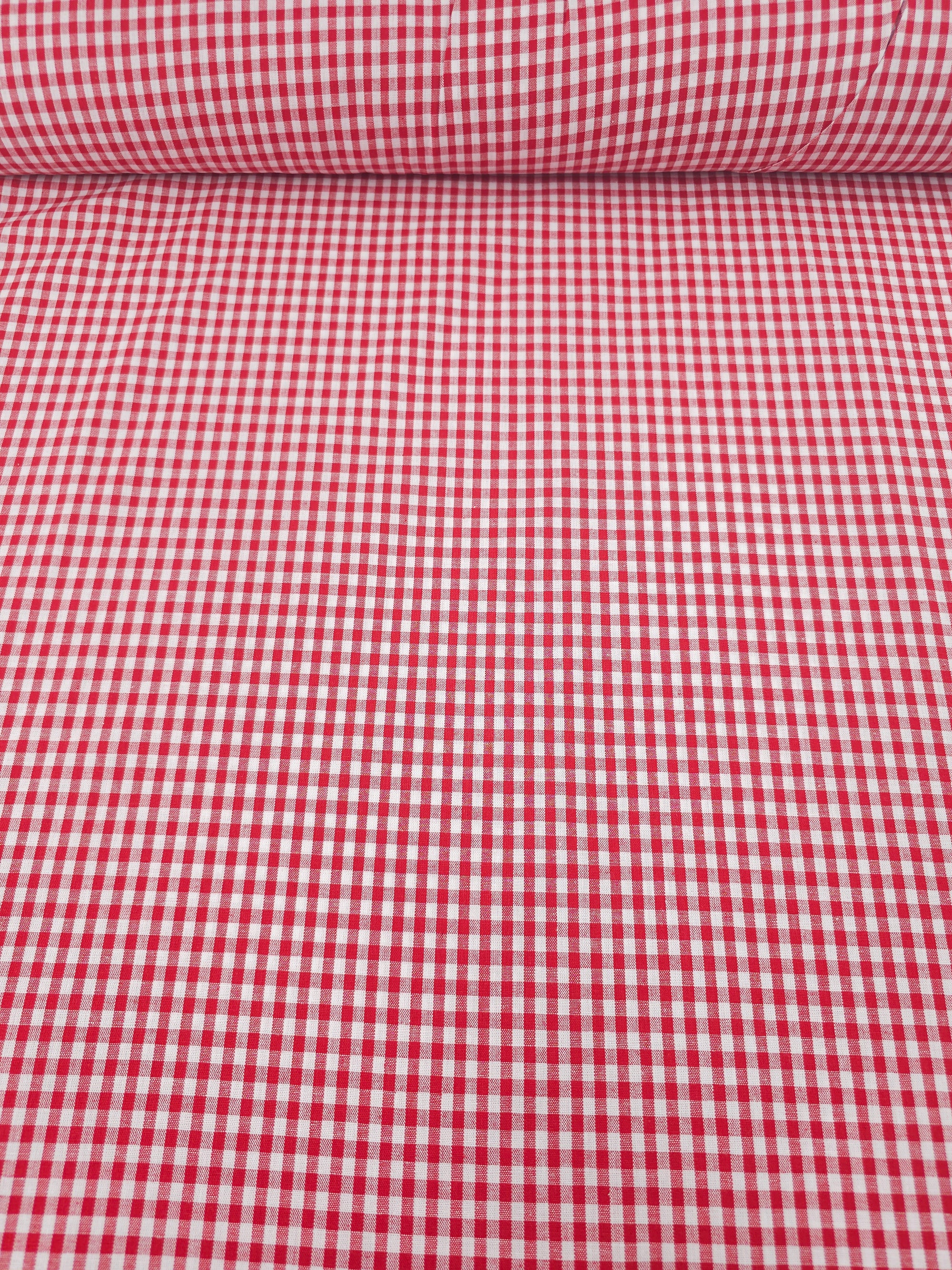 Red Small Gingham 100% Cotton 55"