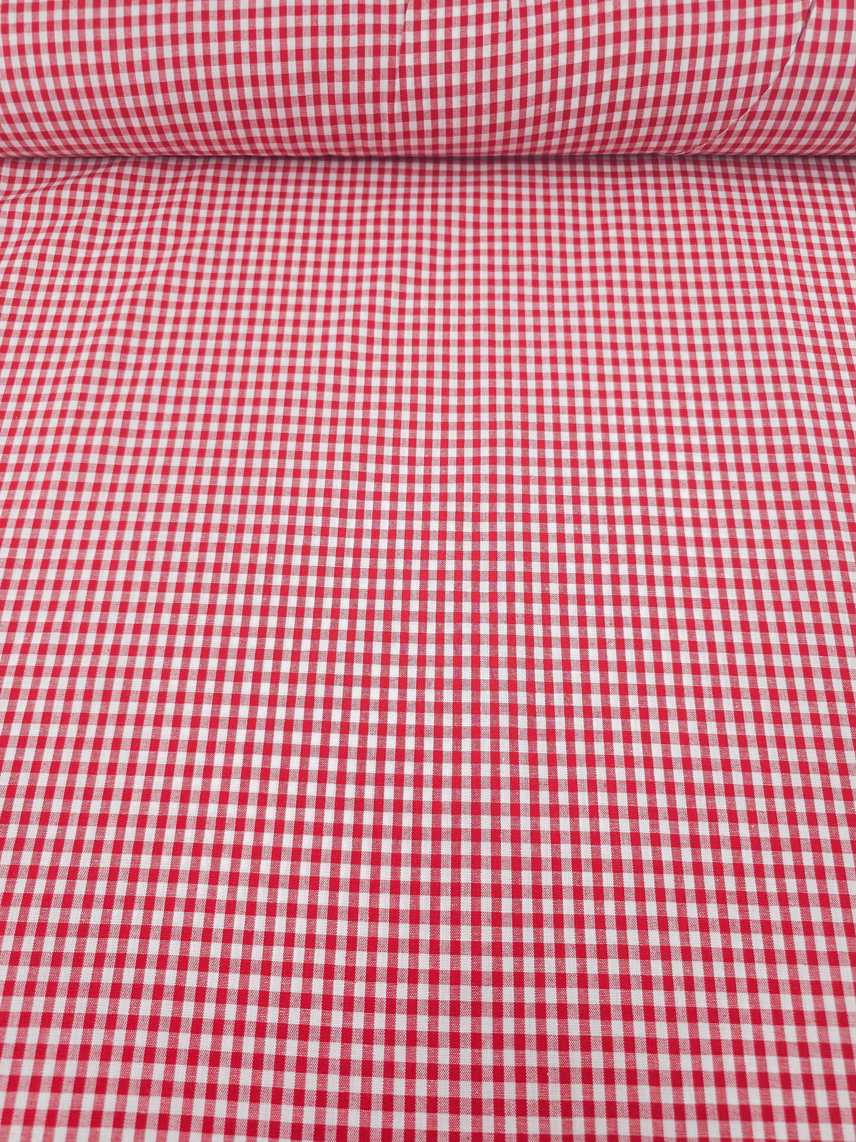 Red Small Gingham 100% Cotton 55"