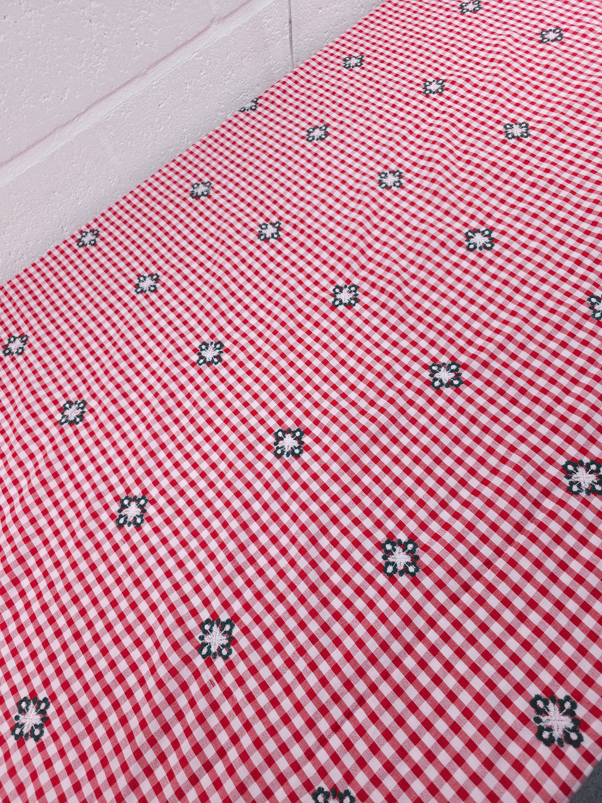 Red/Green Embroidered Emblem Gingham Cotton