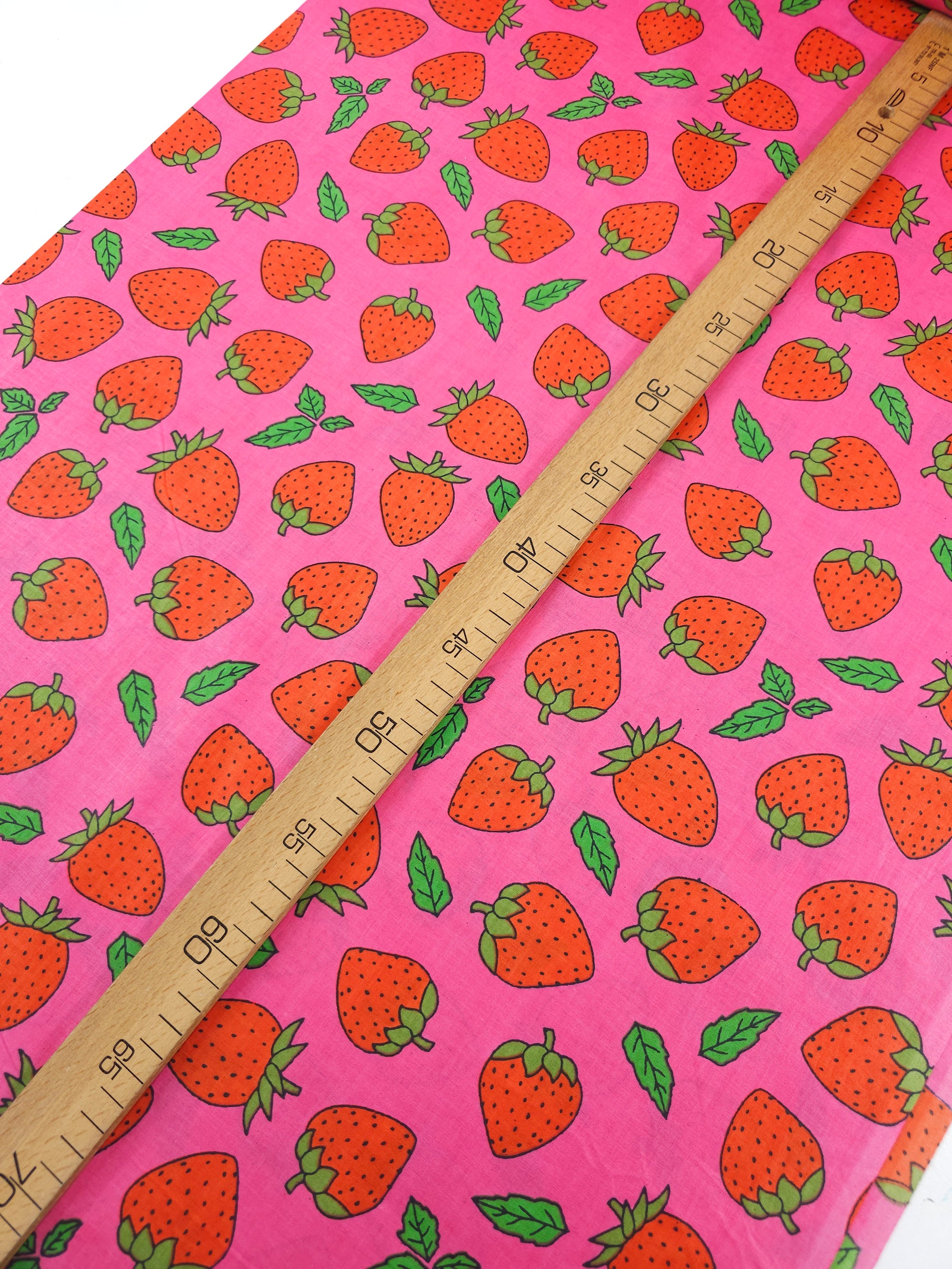 Pink/Red Doodle Strawberry Cambric Cotton