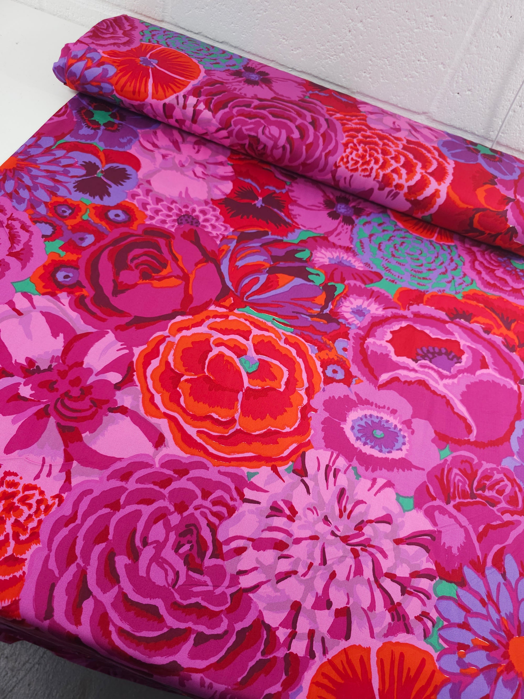 Magenta Bekah Floral Cotton Sateen 108" - Kaffe Fassett *EXTRA WIDE*