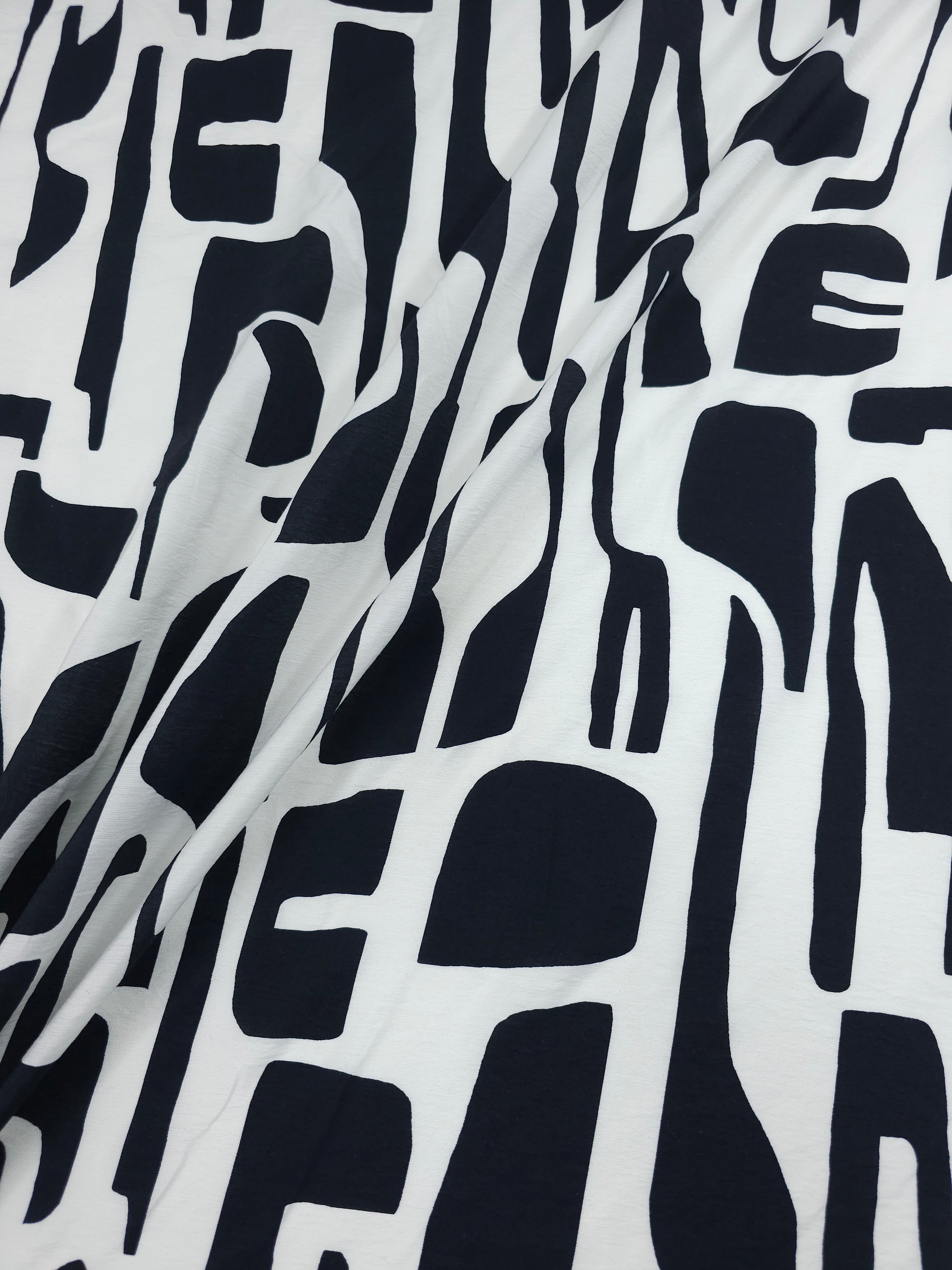 Black/White Abstract Boho Shapes Modal Viscose