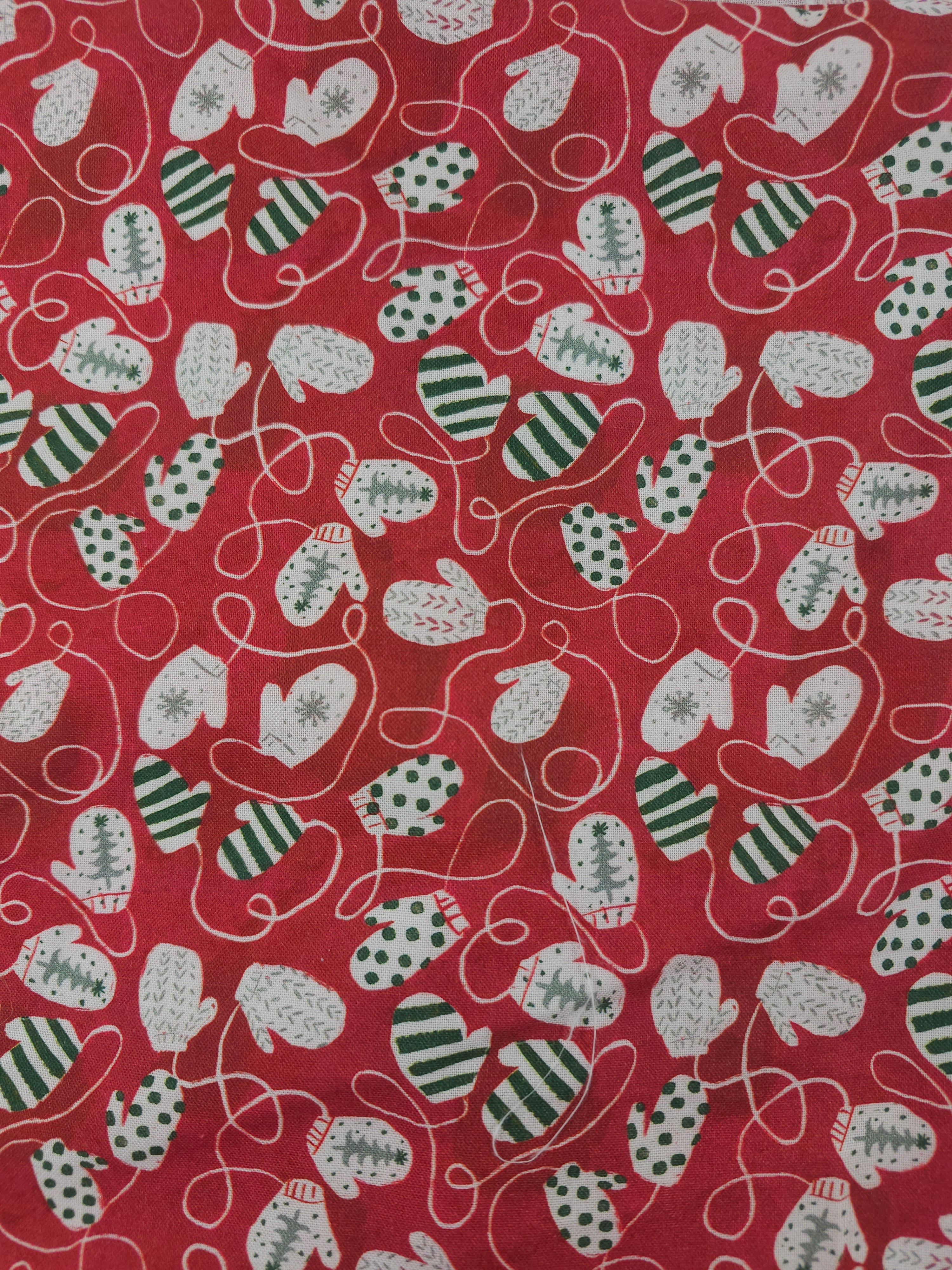 Red winter mittens Cotton- 1m piece
