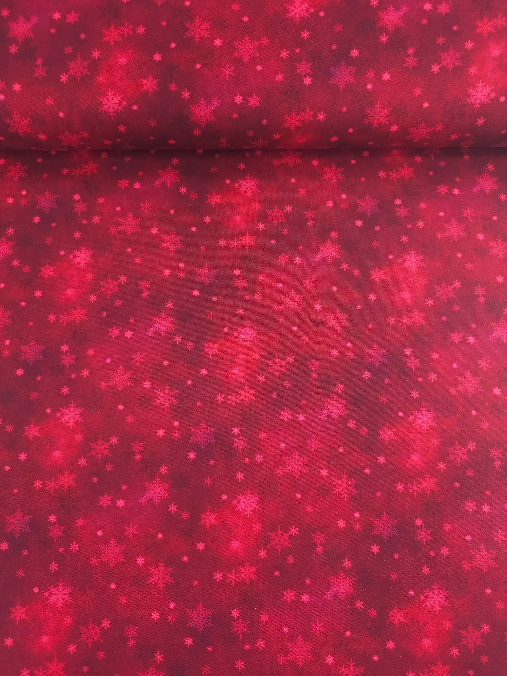 Red Snowflakes 100% Cotton