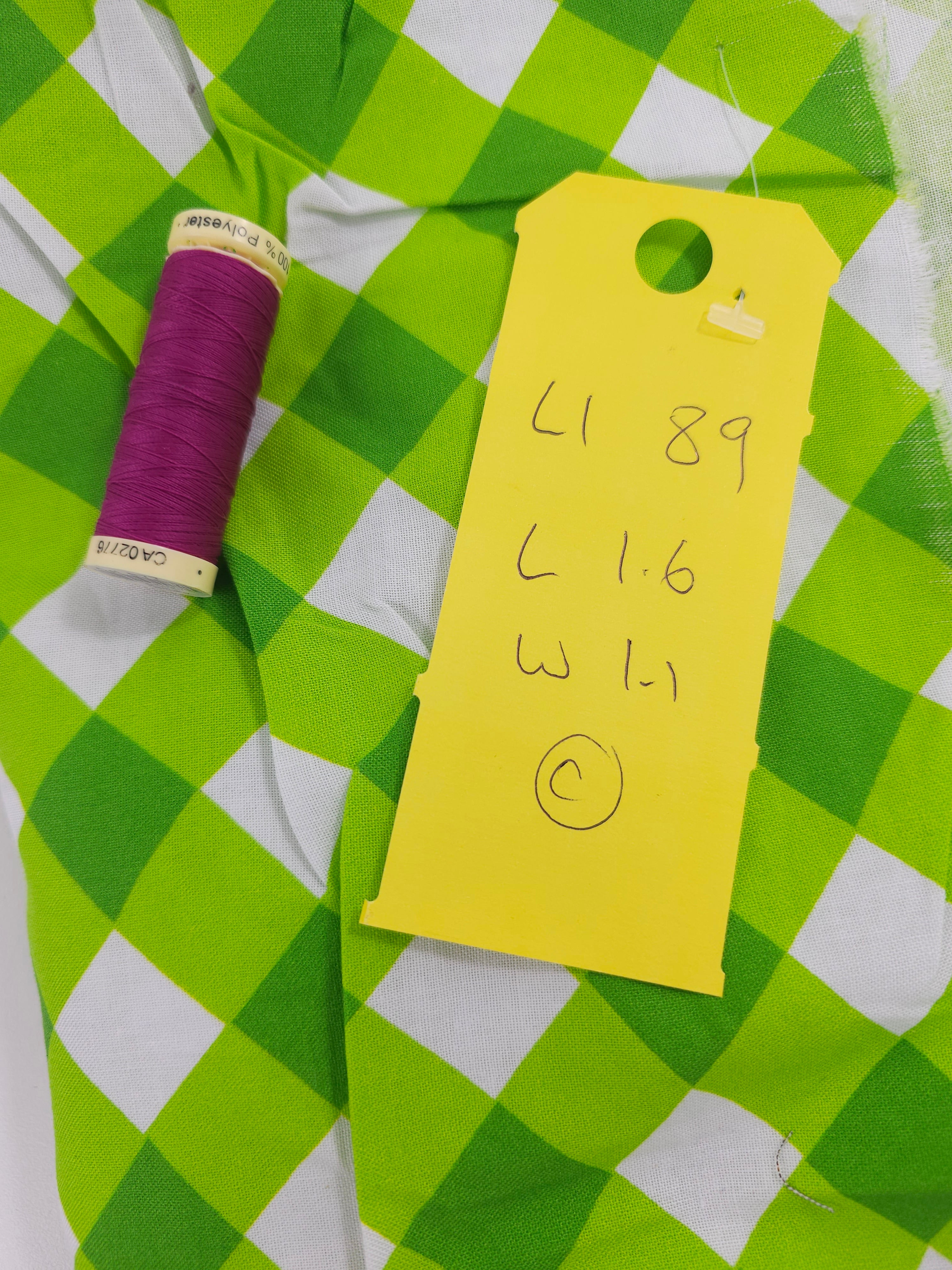 Lime diagonal plaid Cotton- 1.6m piece