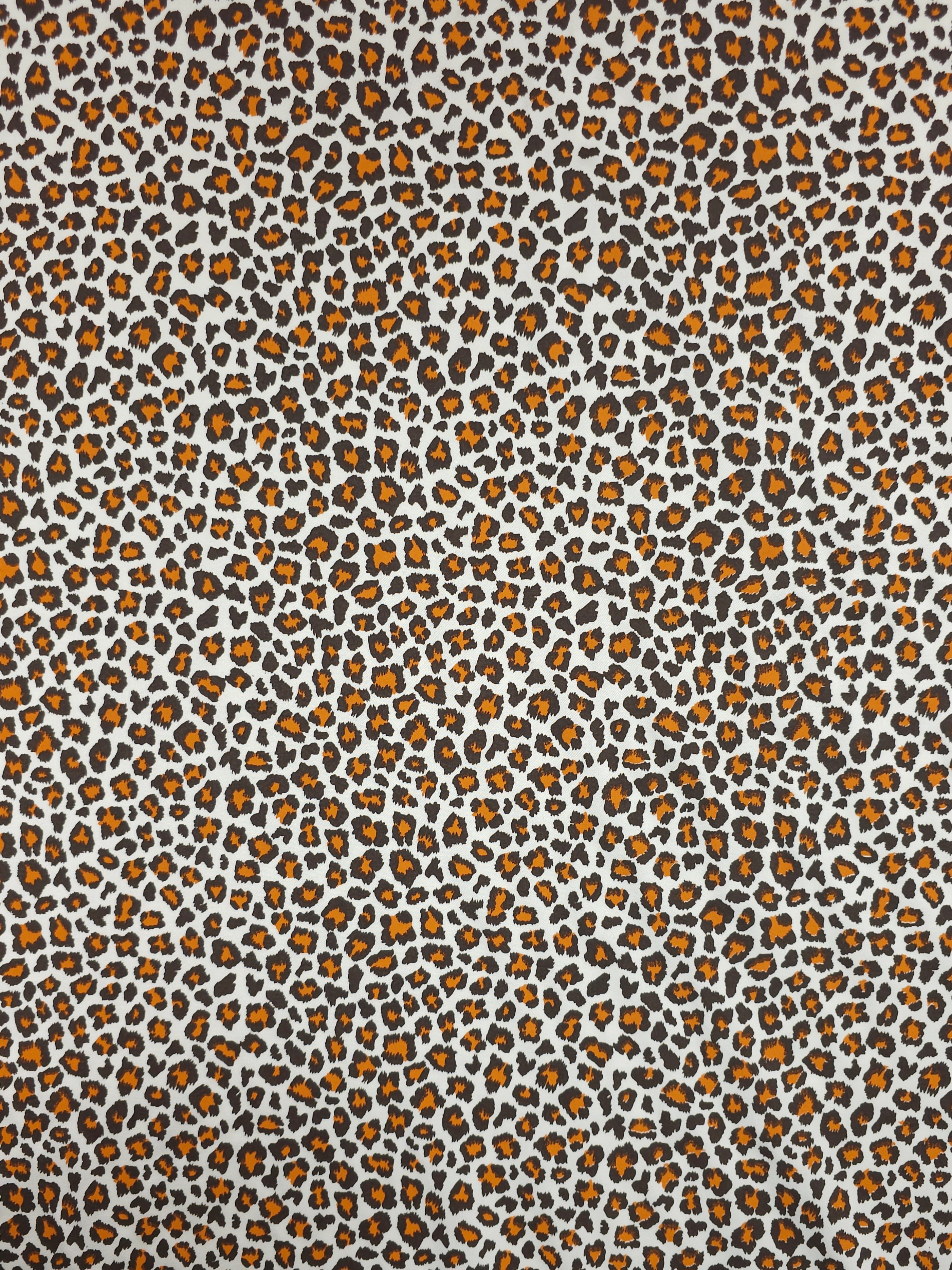 Orange/Brown Mini Leopard Lightweight Cotton Sateen